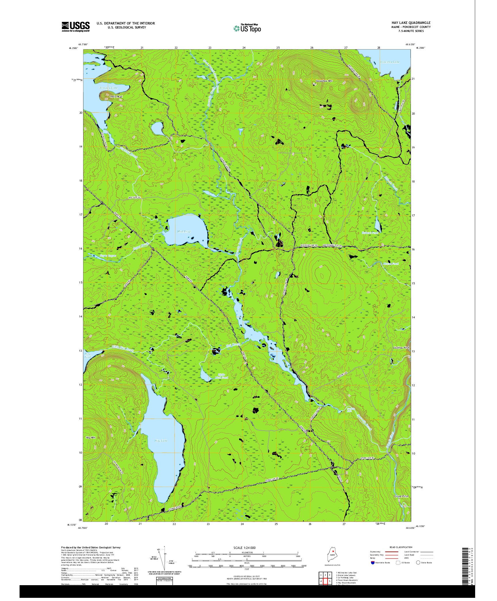 USGS US TOPO 7.5-MINUTE MAP FOR HAY LAKE, ME 2021