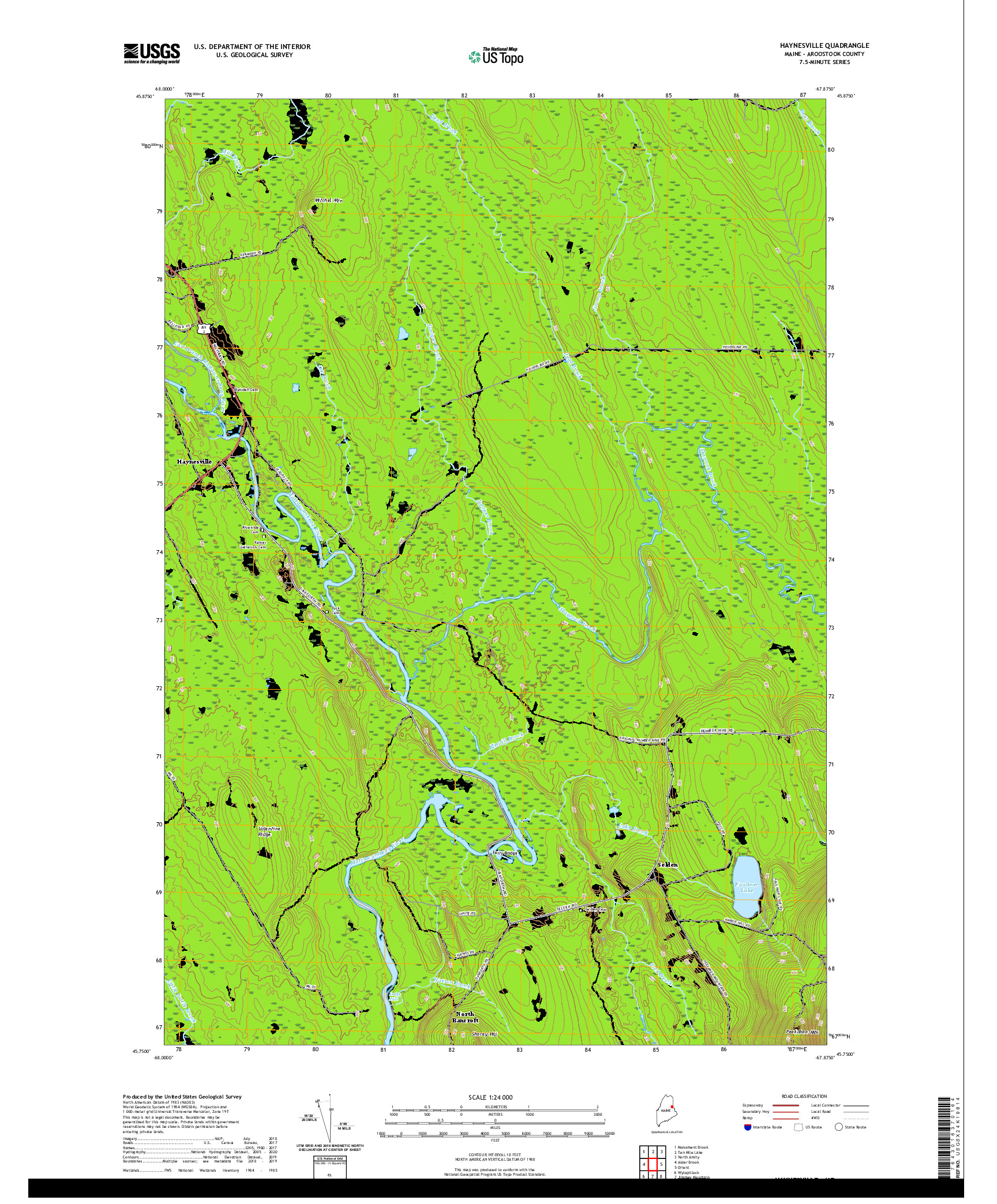 USGS US TOPO 7.5-MINUTE MAP FOR HAYNESVILLE, ME 2021