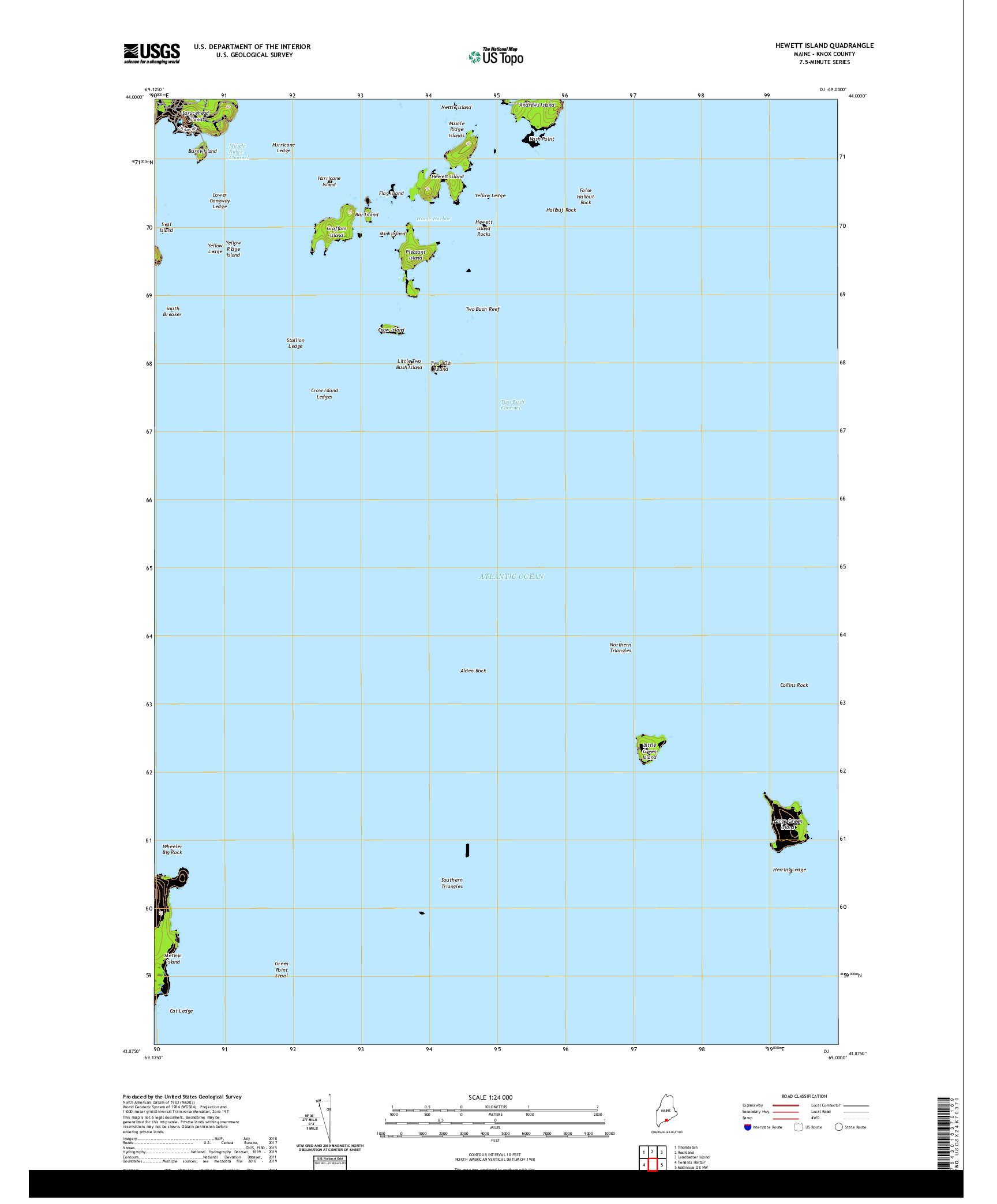 USGS US TOPO 7.5-MINUTE MAP FOR HEWETT ISLAND, ME 2021