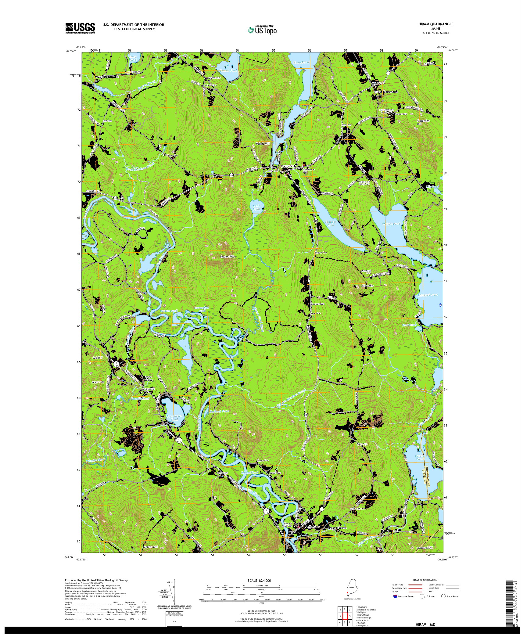 USGS US TOPO 7.5-MINUTE MAP FOR HIRAM, ME 2021
