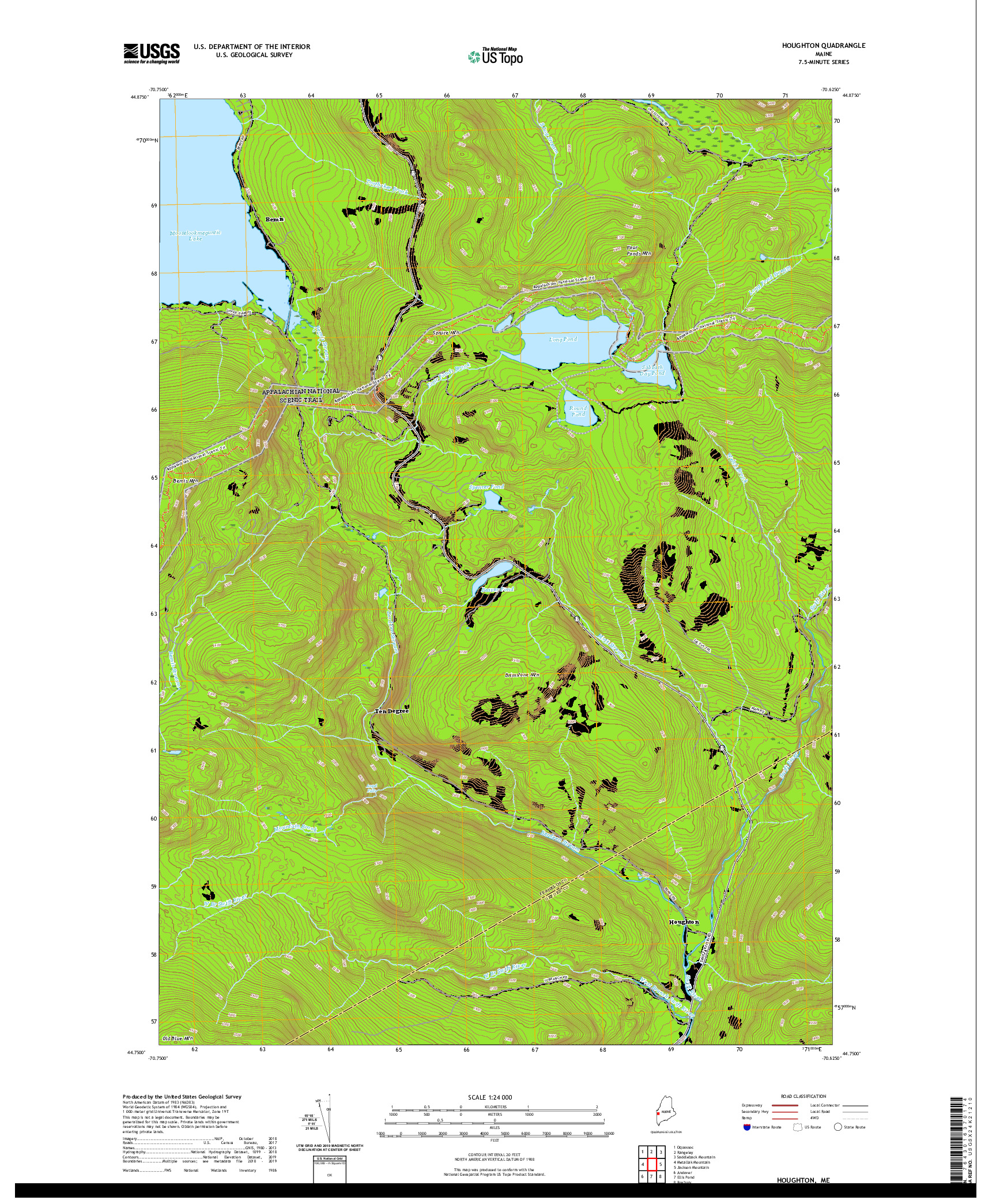 USGS US TOPO 7.5-MINUTE MAP FOR HOUGHTON, ME 2021