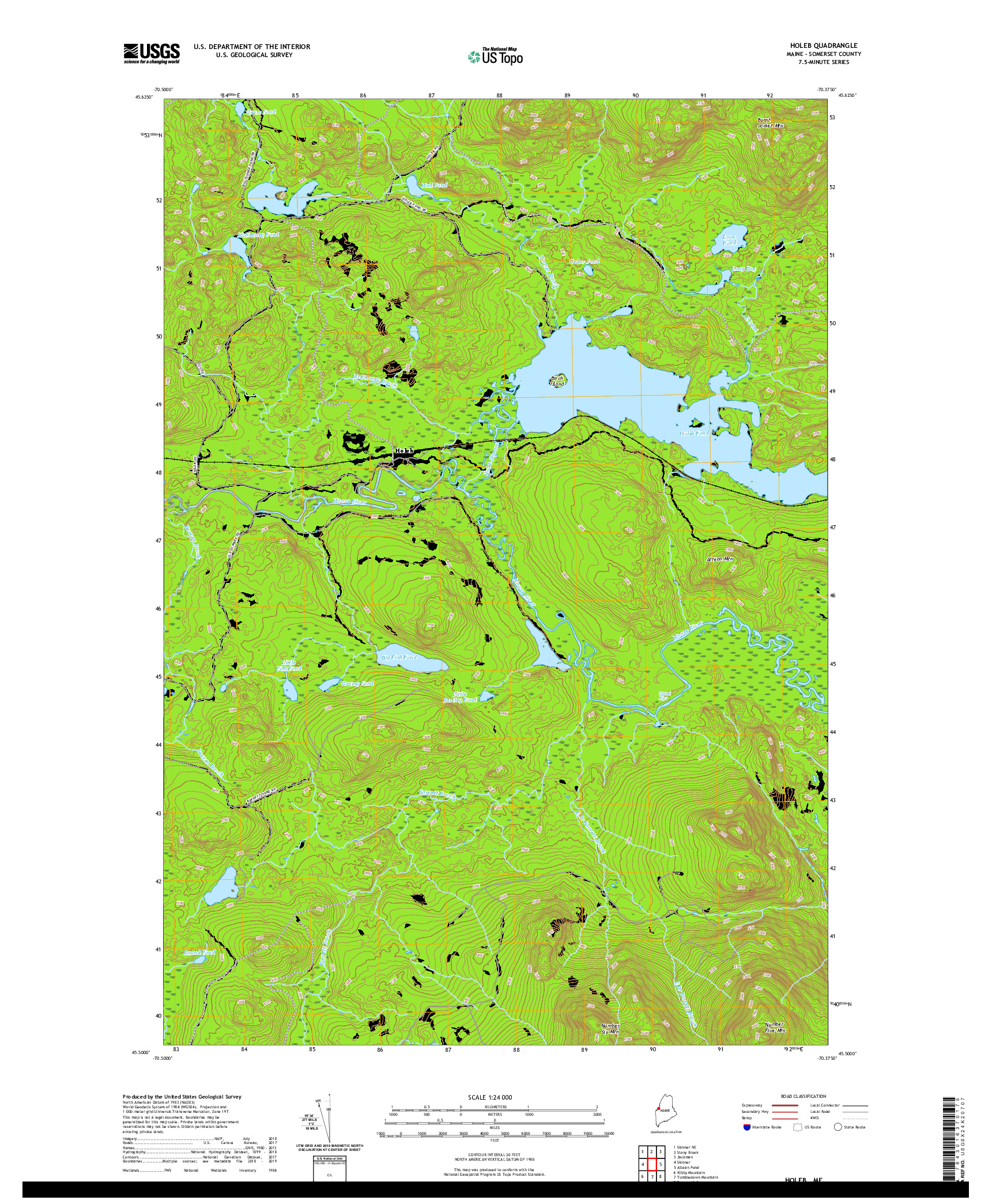 USGS US TOPO 7.5-MINUTE MAP FOR HOLEB, ME 2021