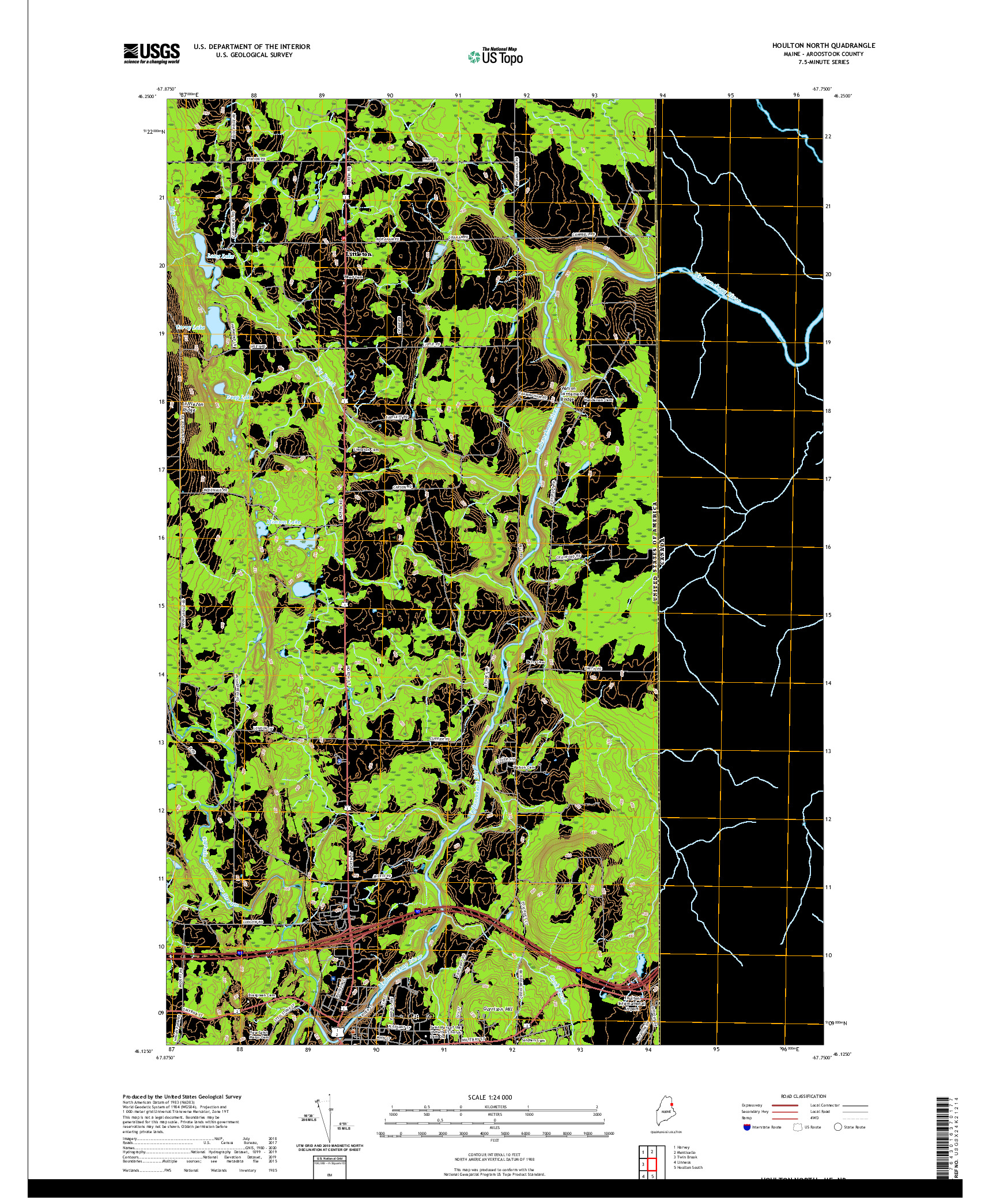 USGS US TOPO 7.5-MINUTE MAP FOR HOULTON NORTH, ME,NB 2021