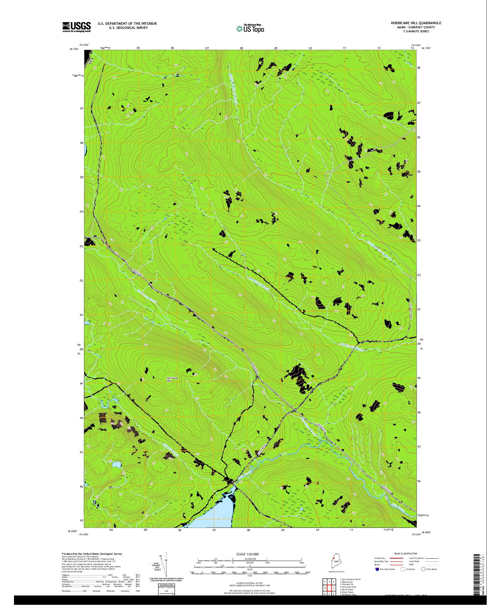 USGS US TOPO 7.5-MINUTE MAP FOR HURRICANE HILL, ME,QC 2021