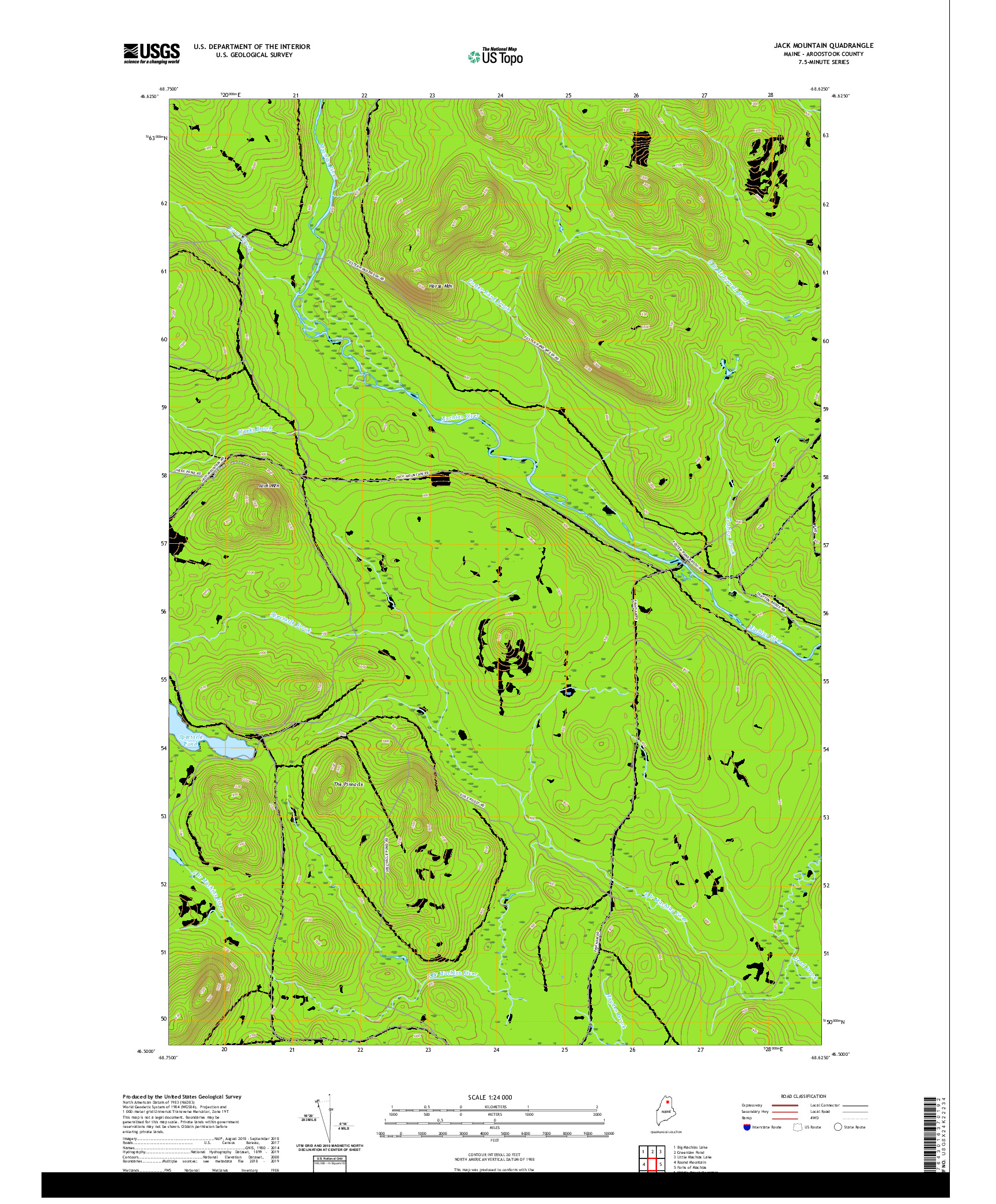USGS US TOPO 7.5-MINUTE MAP FOR JACK MOUNTAIN, ME 2021
