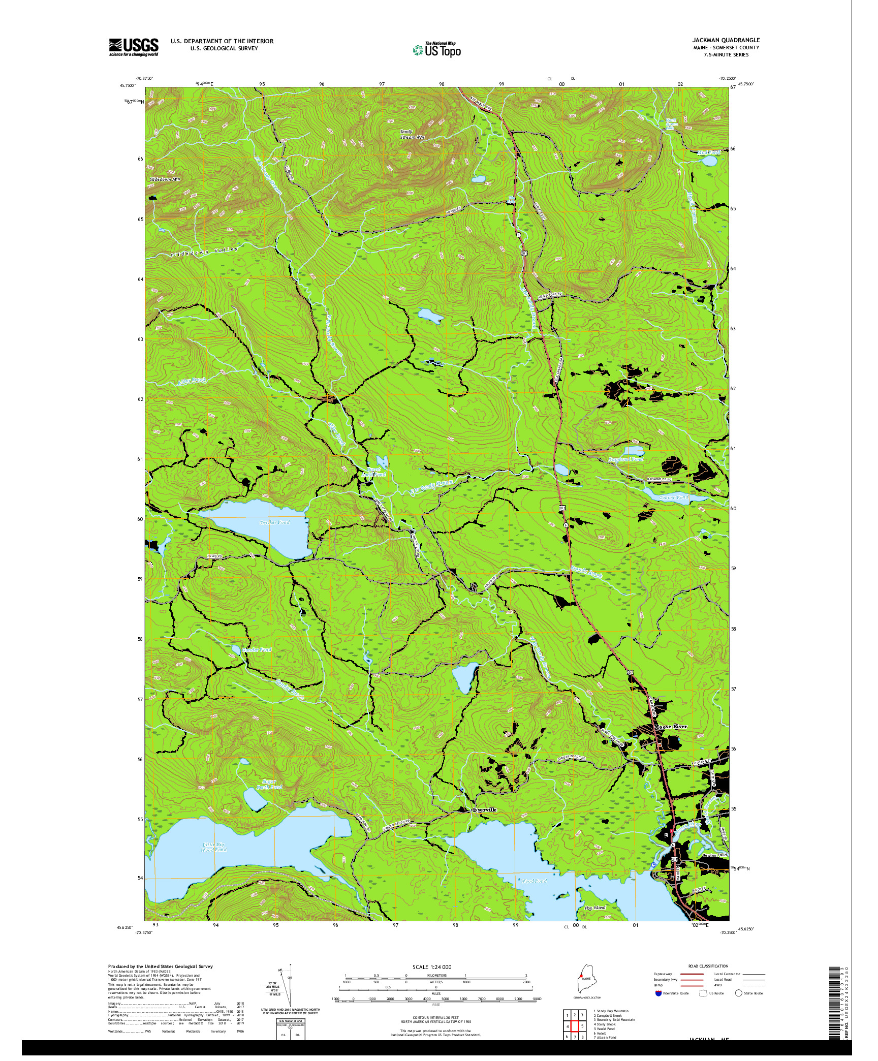 USGS US TOPO 7.5-MINUTE MAP FOR JACKMAN, ME 2021