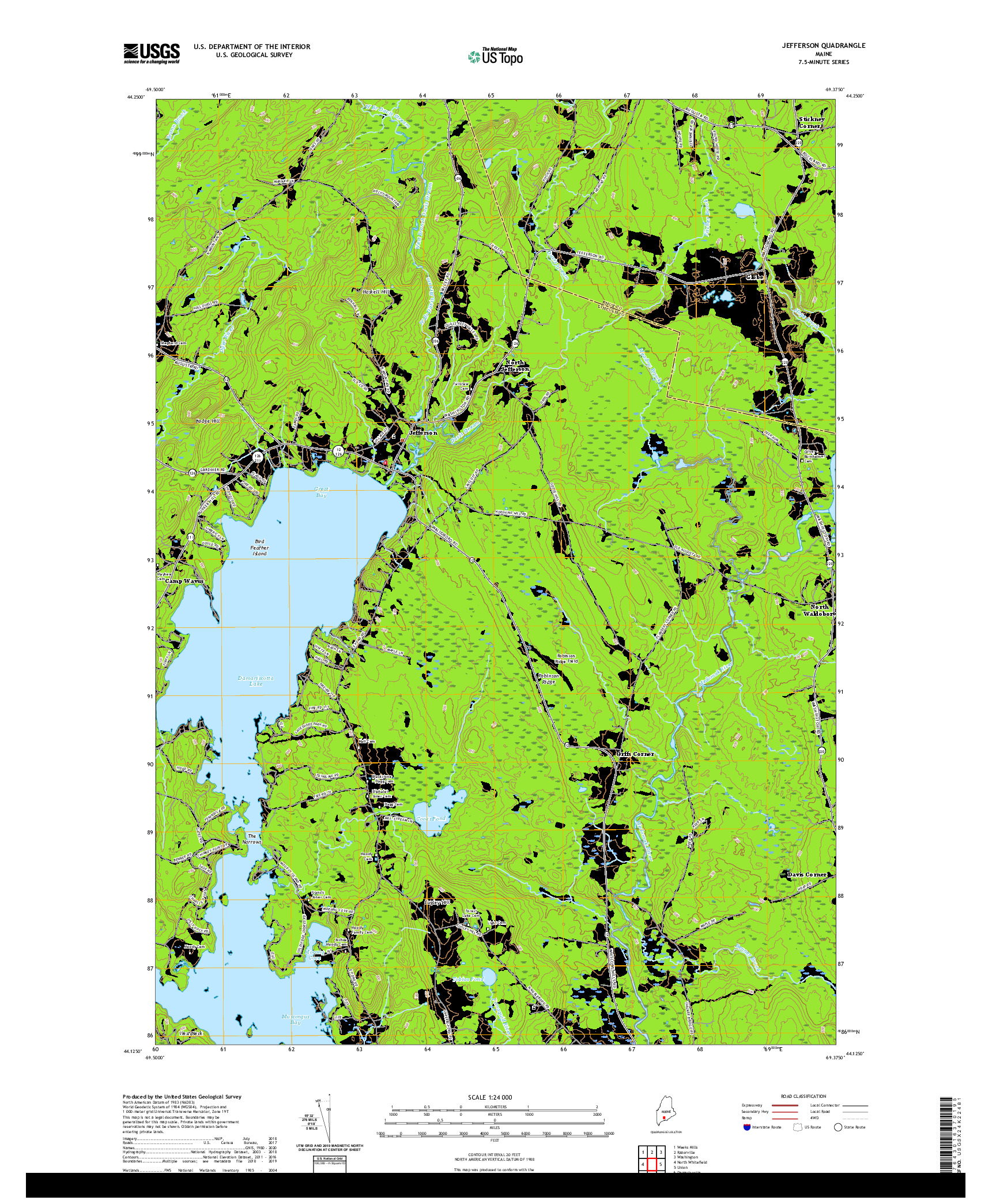 USGS US TOPO 7.5-MINUTE MAP FOR JEFFERSON, ME 2021