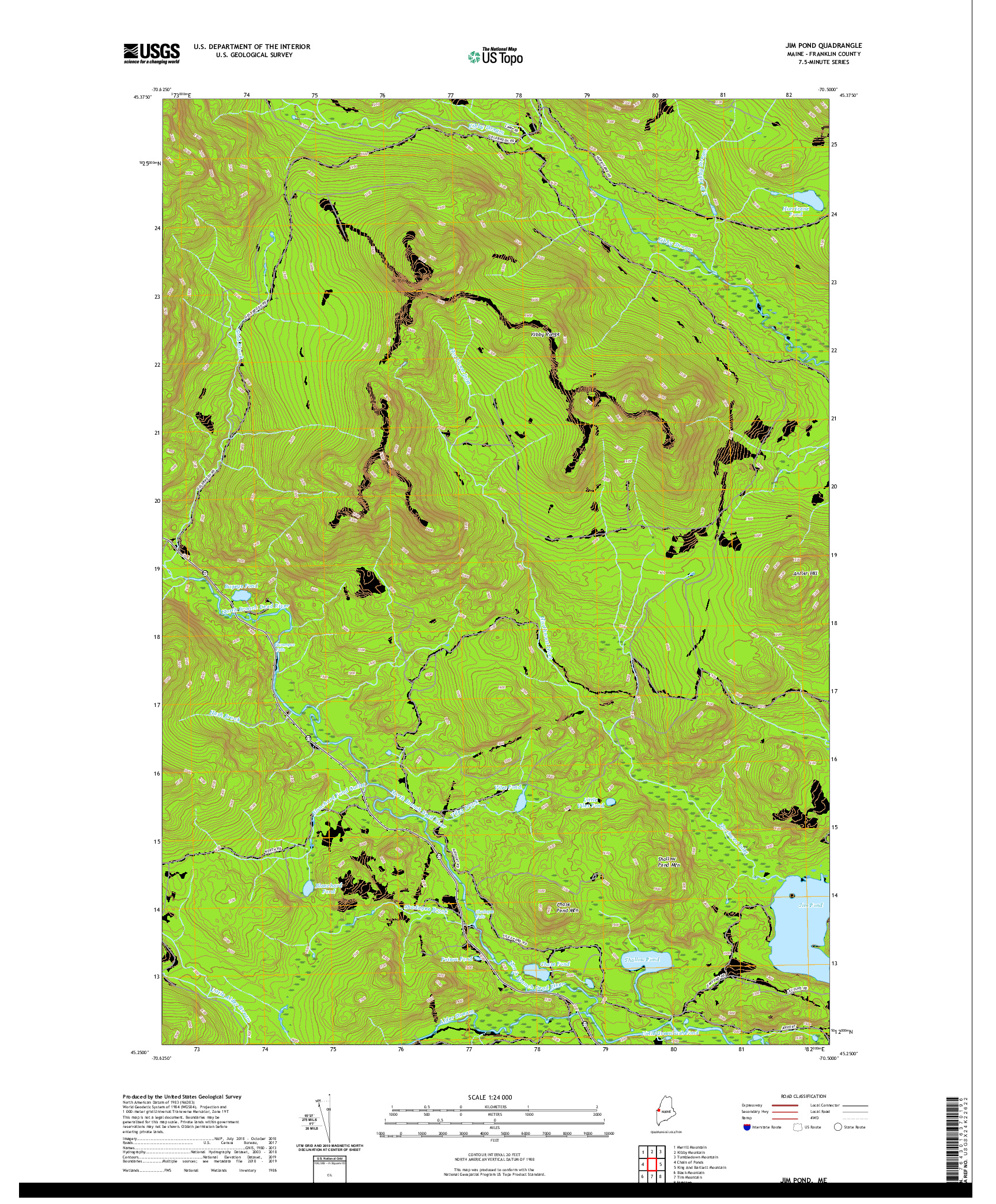 USGS US TOPO 7.5-MINUTE MAP FOR JIM POND, ME 2021