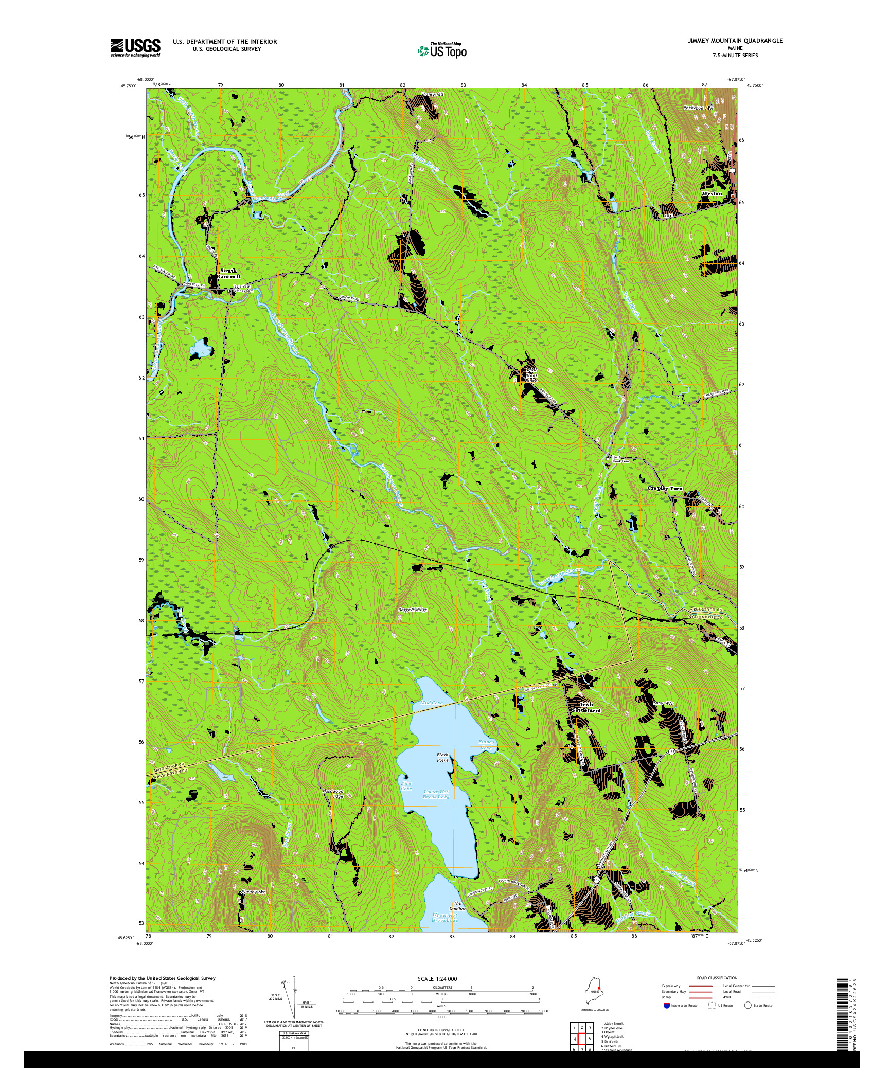 USGS US TOPO 7.5-MINUTE MAP FOR JIMMEY MOUNTAIN, ME 2021