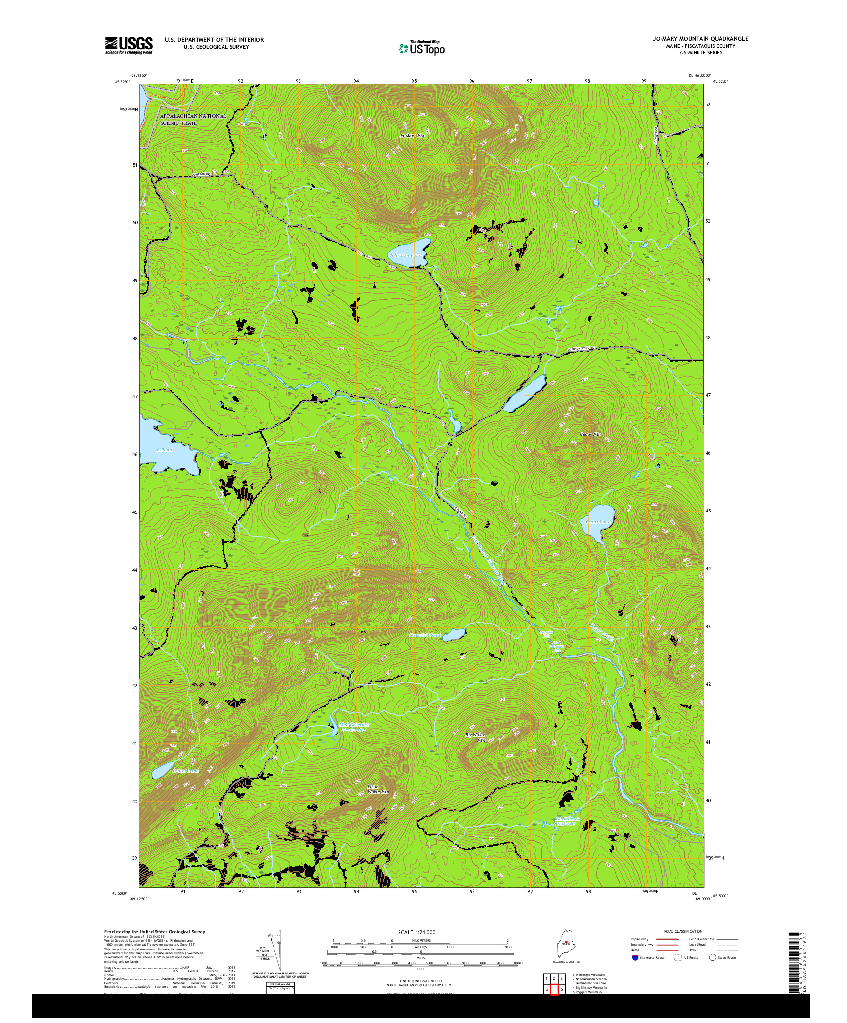 USGS US TOPO 7.5-MINUTE MAP FOR JO-MARY MOUNTAIN, ME 2021