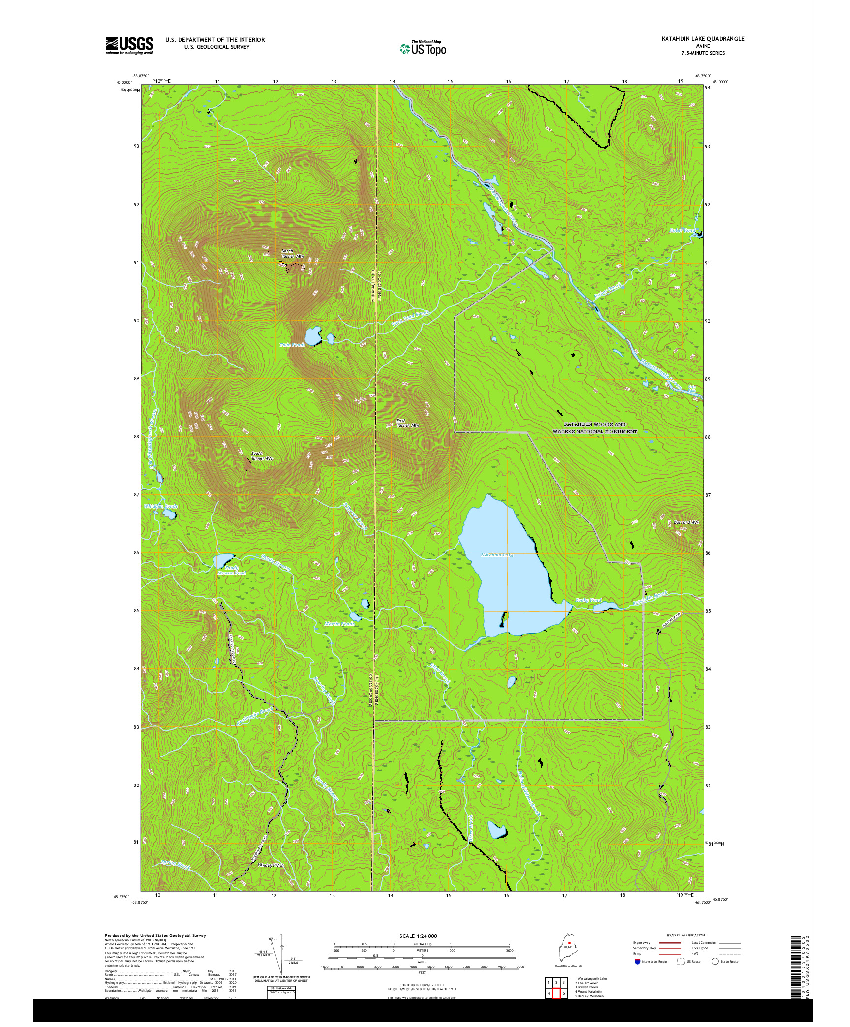 USGS US TOPO 7.5-MINUTE MAP FOR KATAHDIN LAKE, ME 2021