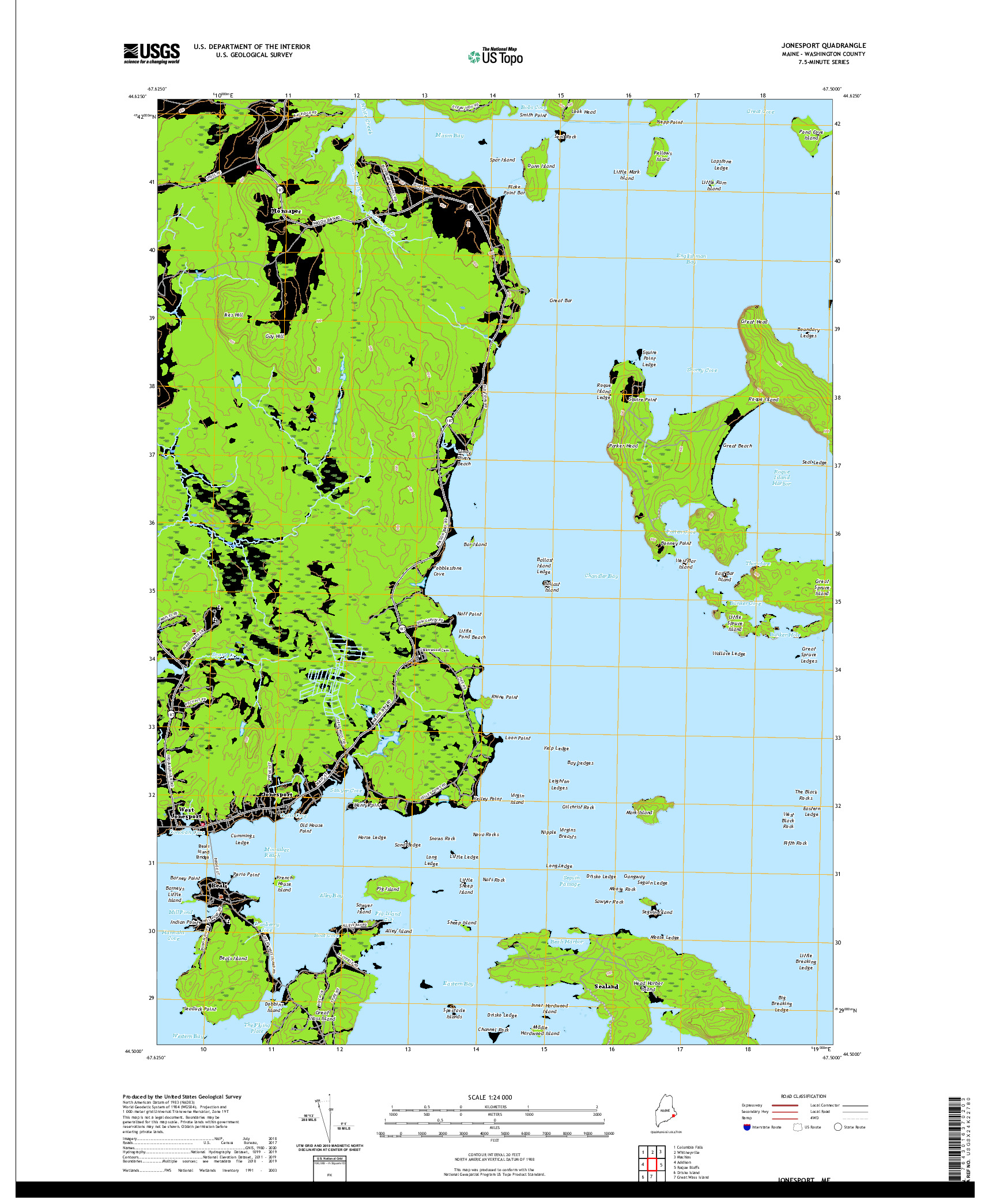 USGS US TOPO 7.5-MINUTE MAP FOR JONESPORT, ME 2021