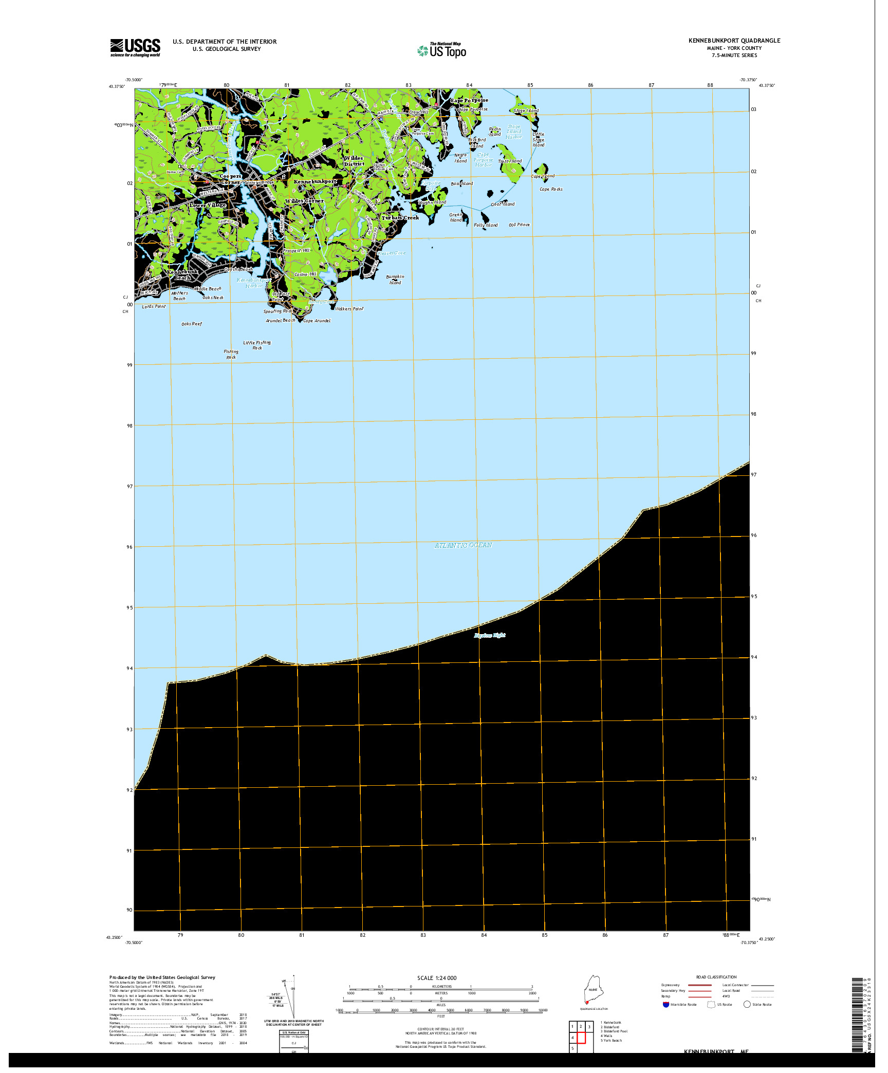 USGS US TOPO 7.5-MINUTE MAP FOR KENNEBUNKPORT, ME 2021
