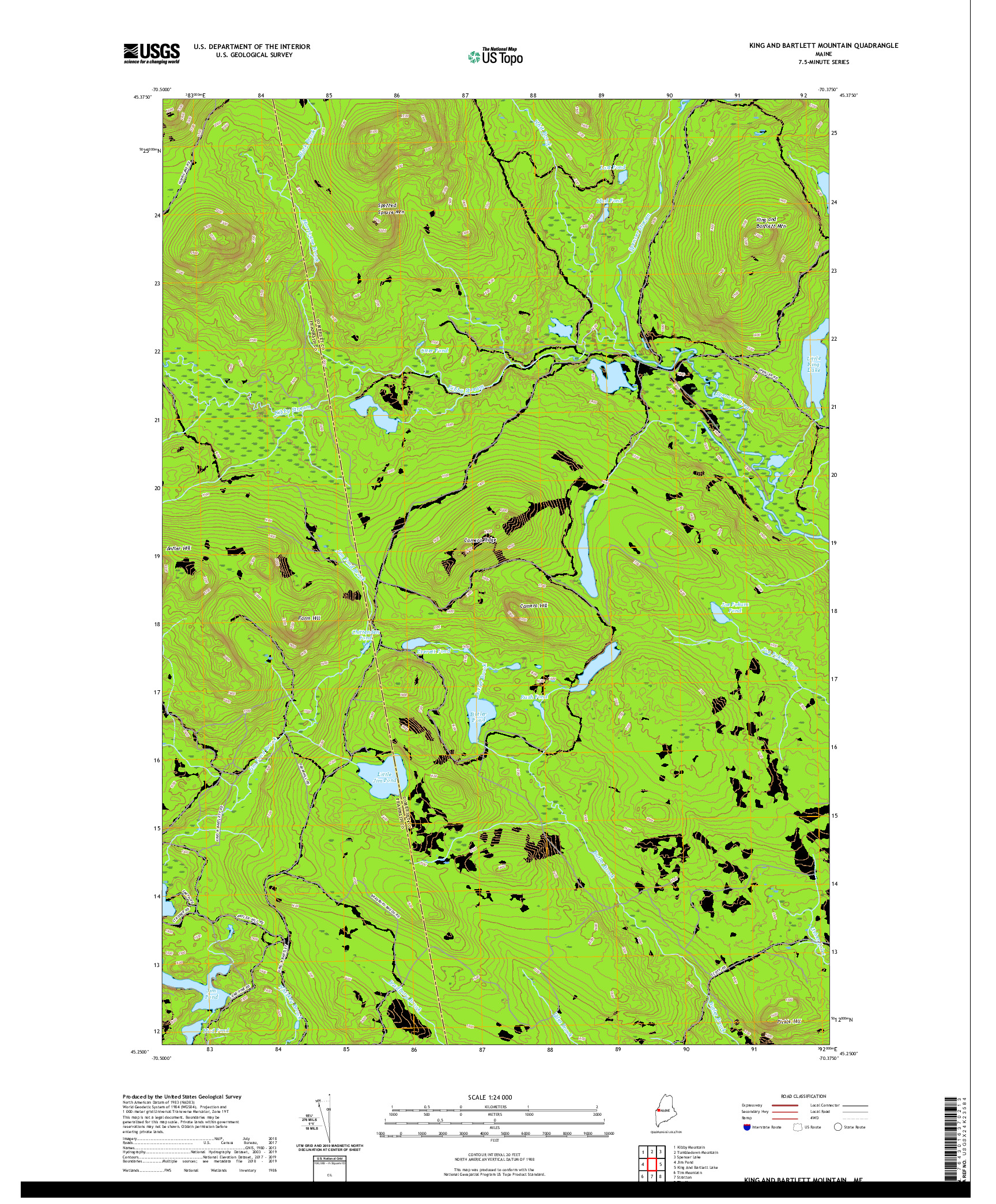 USGS US TOPO 7.5-MINUTE MAP FOR KING AND BARTLETT MOUNTAIN, ME 2021