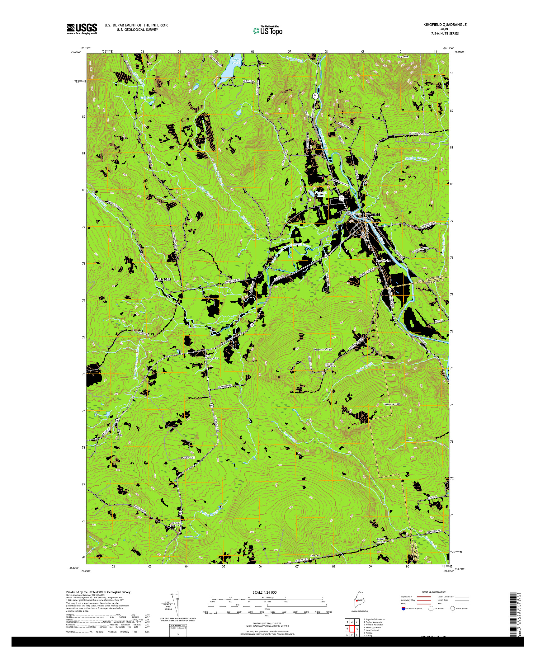 USGS US TOPO 7.5-MINUTE MAP FOR KINGFIELD, ME 2021