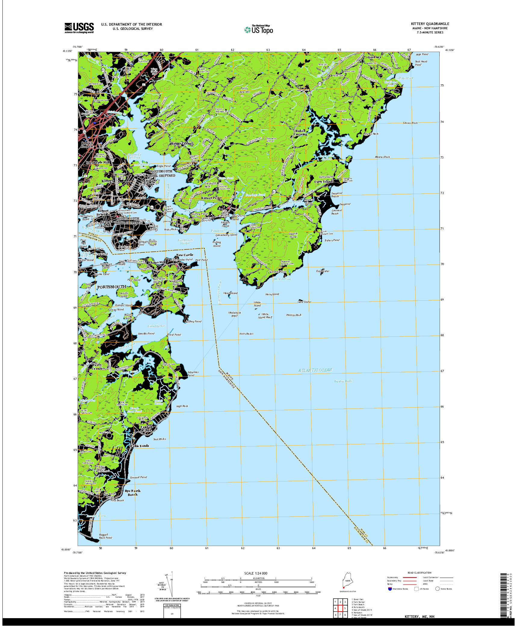 USGS US TOPO 7.5-MINUTE MAP FOR KITTERY, ME,NH 2021