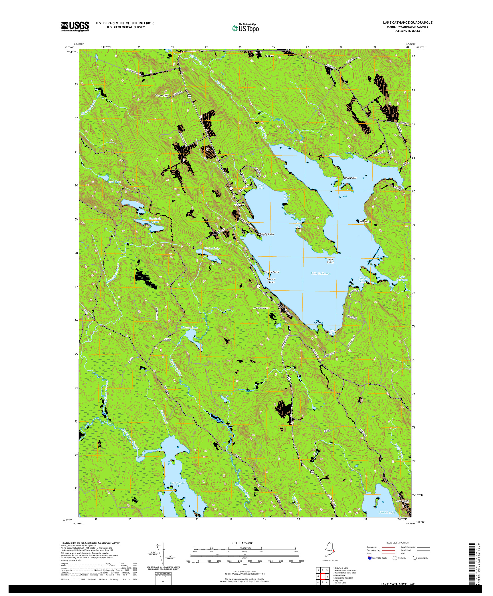 USGS US TOPO 7.5-MINUTE MAP FOR LAKE CATHANCE, ME 2021
