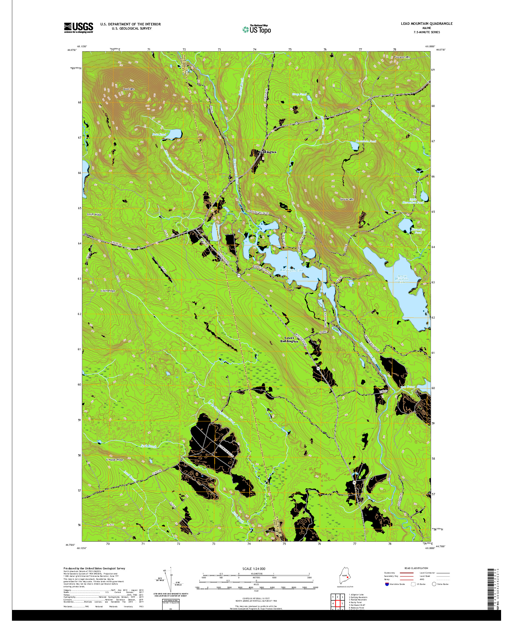 USGS US TOPO 7.5-MINUTE MAP FOR LEAD MOUNTAIN, ME 2021