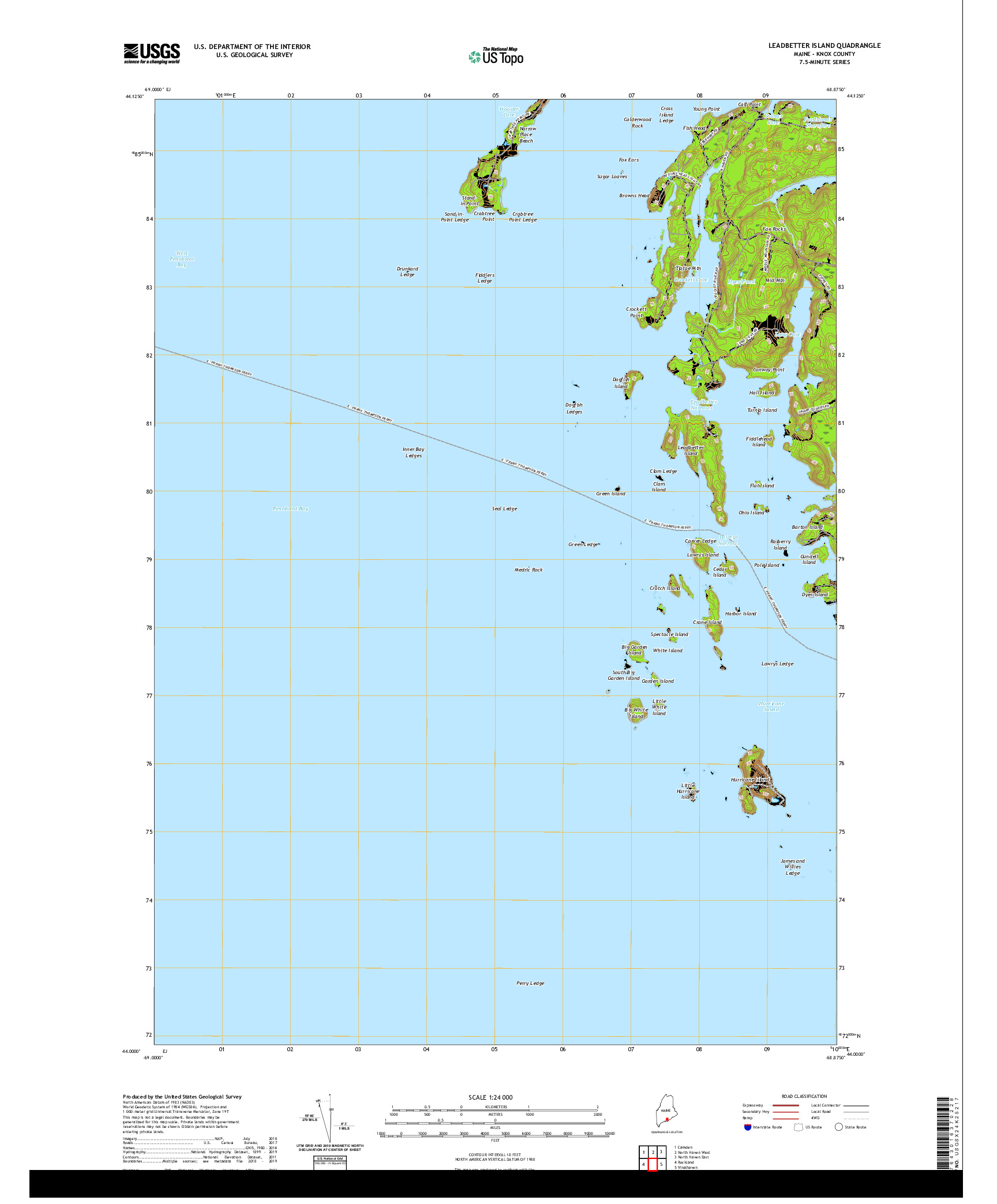 USGS US TOPO 7.5-MINUTE MAP FOR LEADBETTER ISLAND, ME 2021