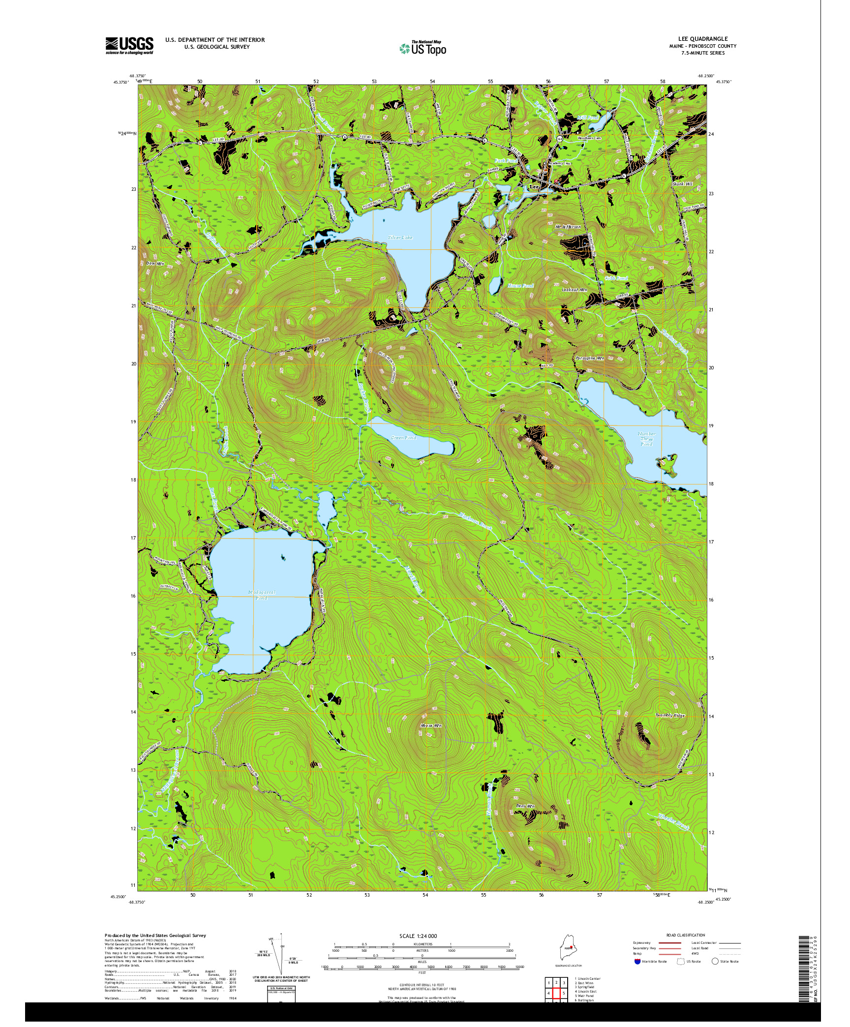 USGS US TOPO 7.5-MINUTE MAP FOR LEE, ME 2021