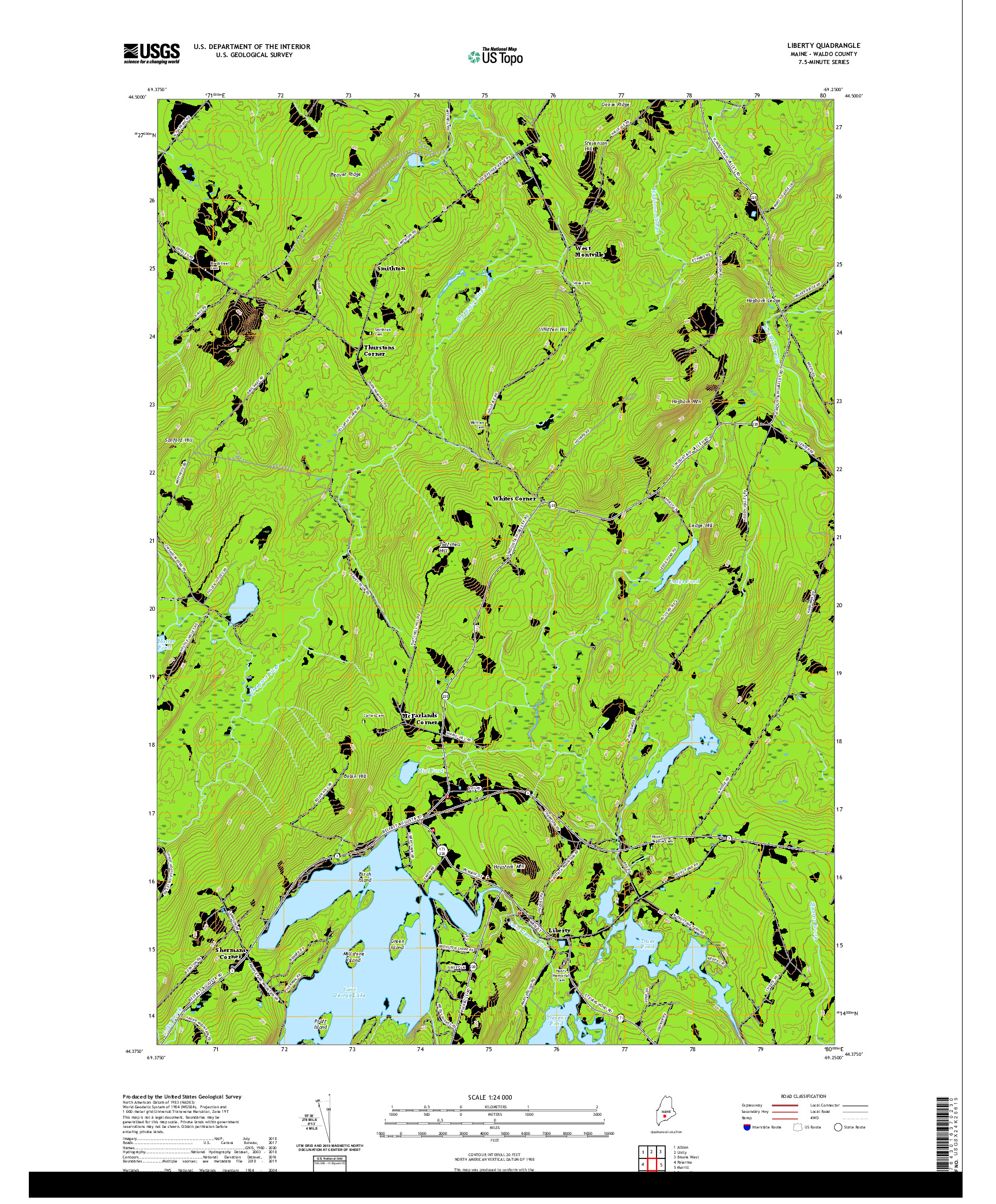 USGS US TOPO 7.5-MINUTE MAP FOR LIBERTY, ME 2021