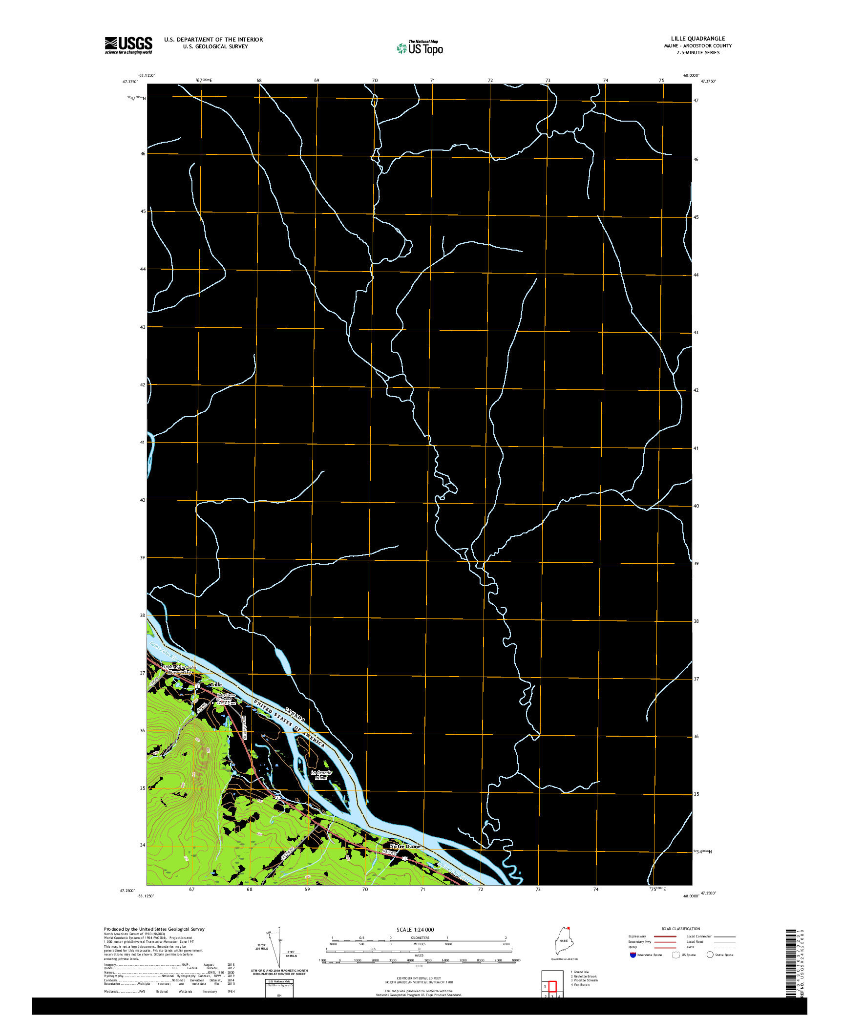 USGS US TOPO 7.5-MINUTE MAP FOR LILLE, ME,NB 2021