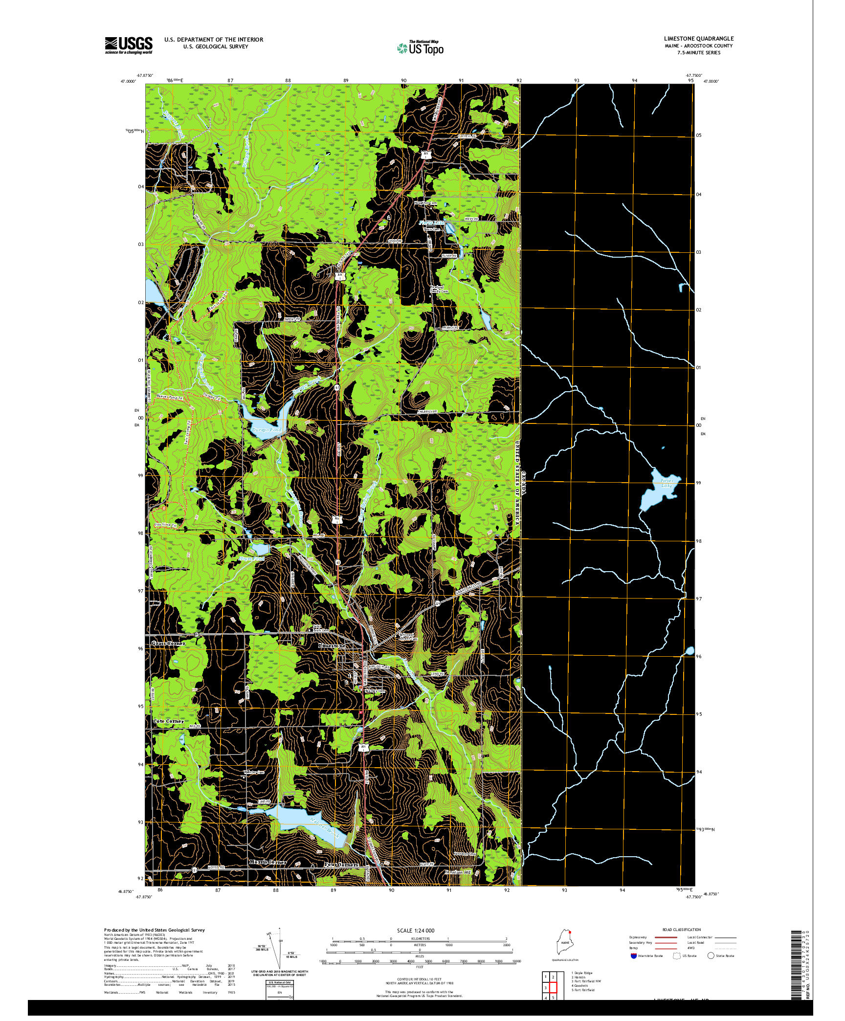 USGS US TOPO 7.5-MINUTE MAP FOR LIMESTONE, ME,NB 2021