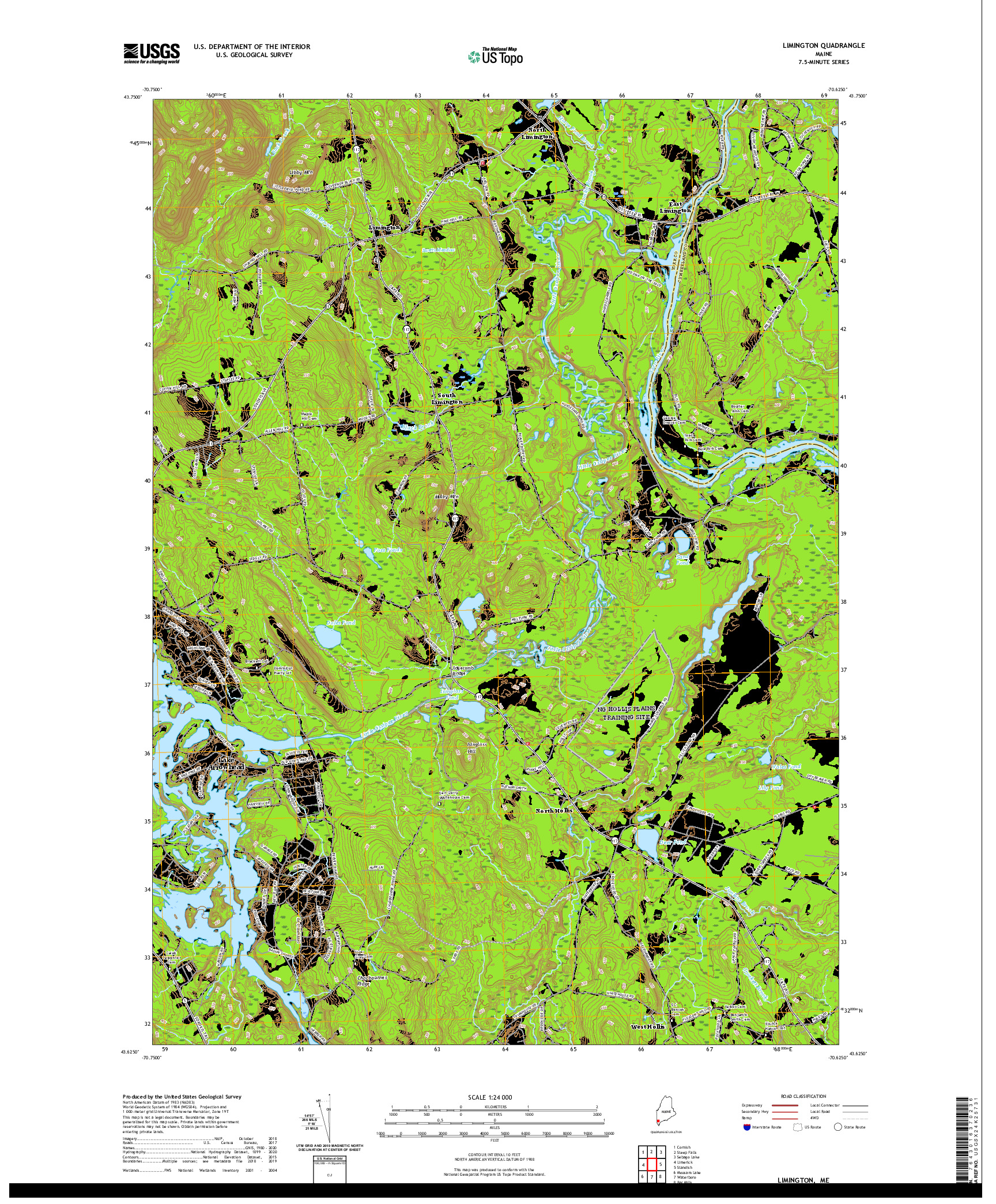 USGS US TOPO 7.5-MINUTE MAP FOR LIMINGTON, ME 2021