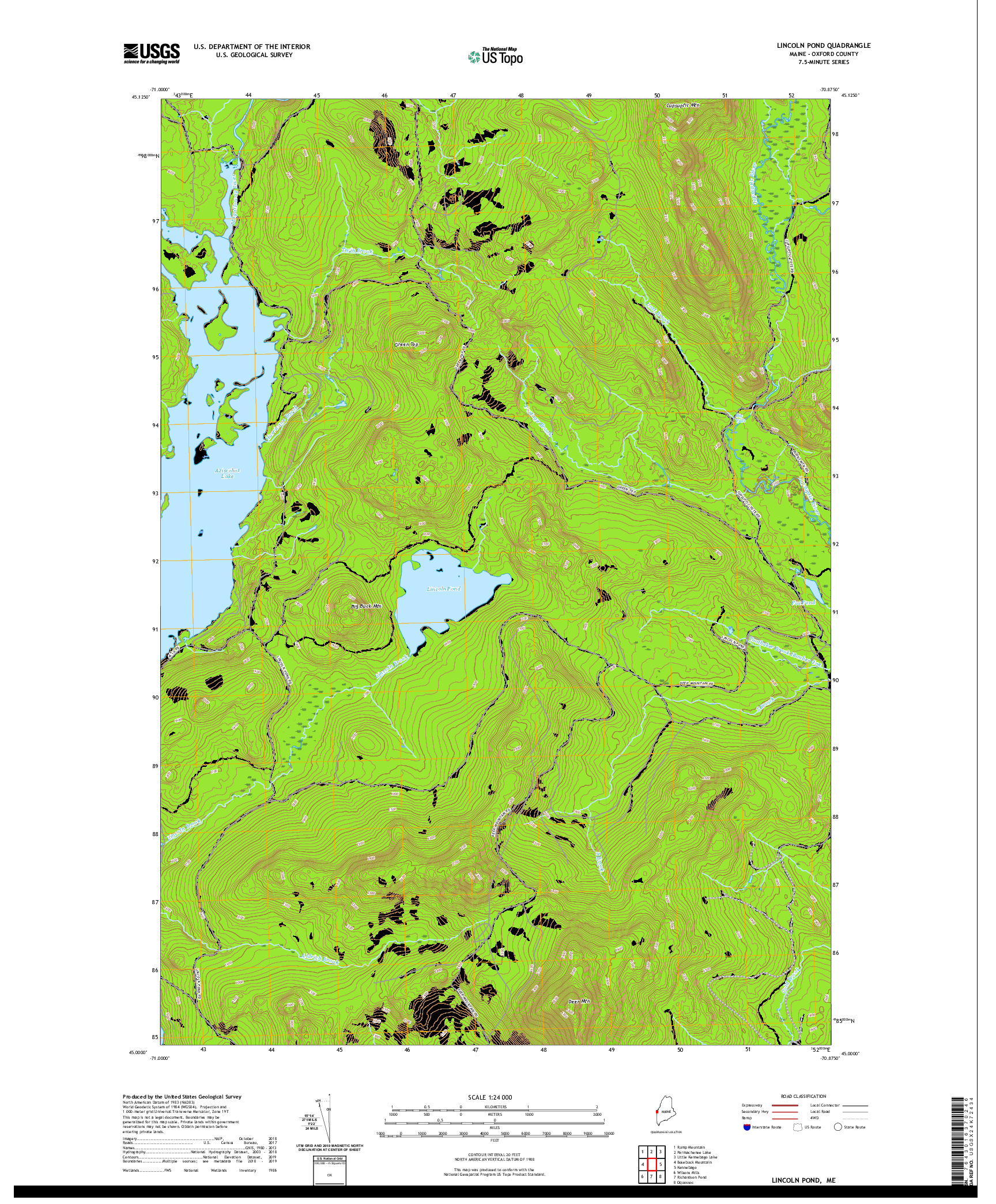 USGS US TOPO 7.5-MINUTE MAP FOR LINCOLN POND, ME 2021