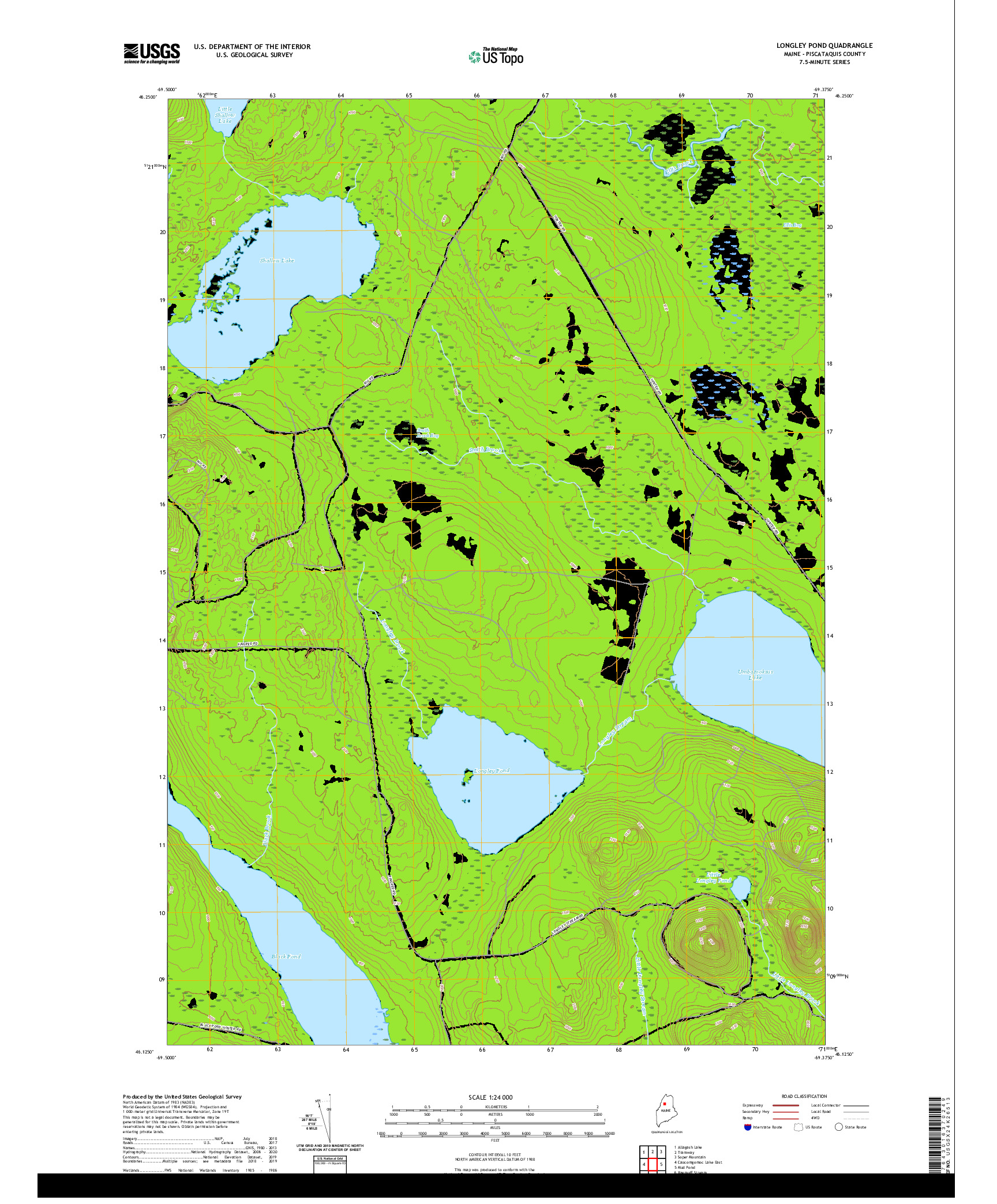 USGS US TOPO 7.5-MINUTE MAP FOR LONGLEY POND, ME 2021