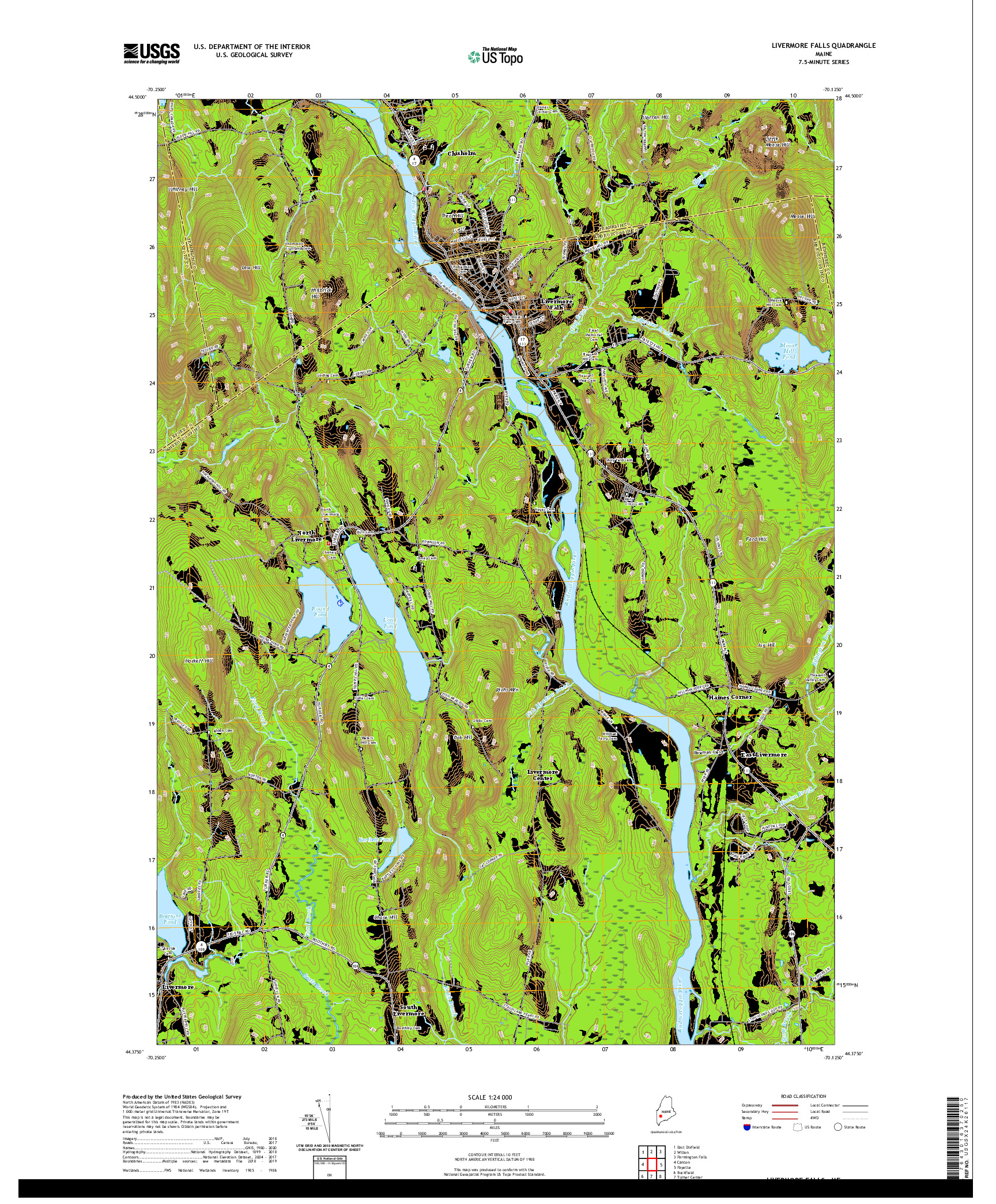 USGS US TOPO 7.5-MINUTE MAP FOR LIVERMORE FALLS, ME 2021