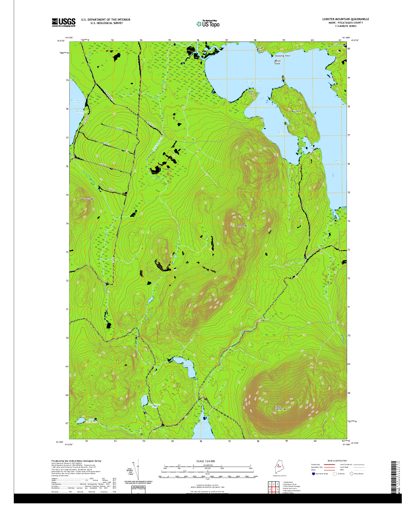USGS US TOPO 7.5-MINUTE MAP FOR LOBSTER MOUNTAIN, ME 2021
