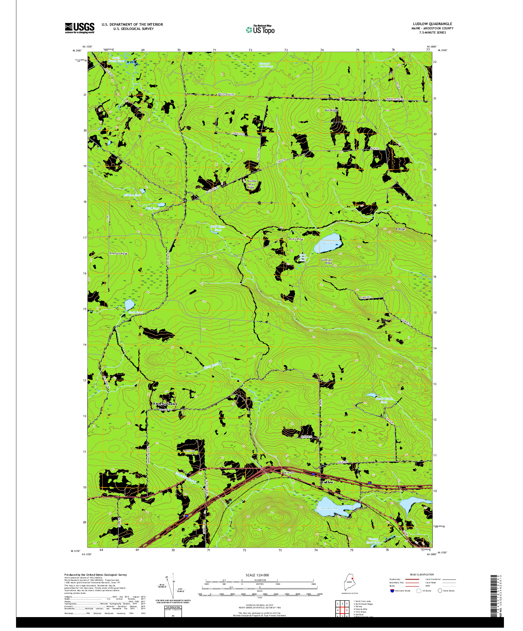 USGS US TOPO 7.5-MINUTE MAP FOR LUDLOW, ME 2021