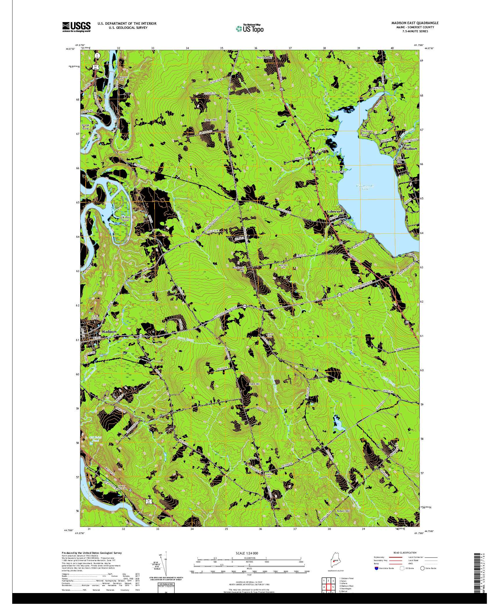 USGS US TOPO 7.5-MINUTE MAP FOR MADISON EAST, ME 2021