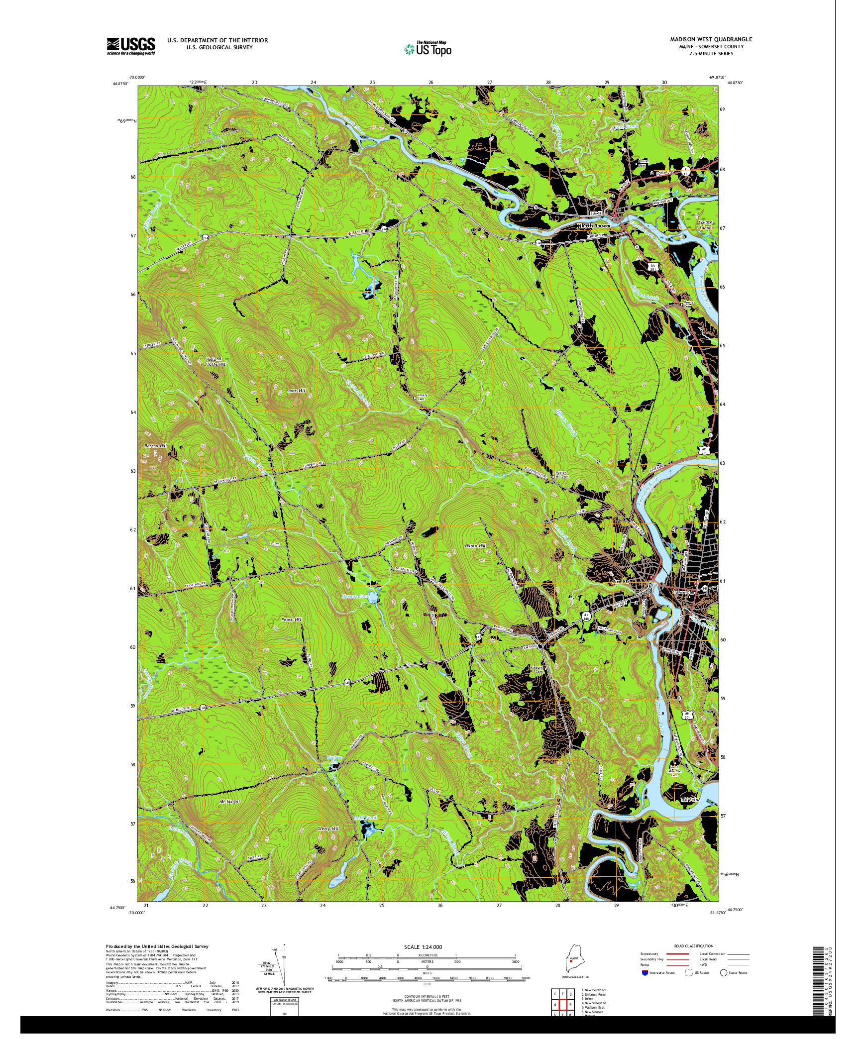 USGS US TOPO 7.5-MINUTE MAP FOR MADISON WEST, ME 2021