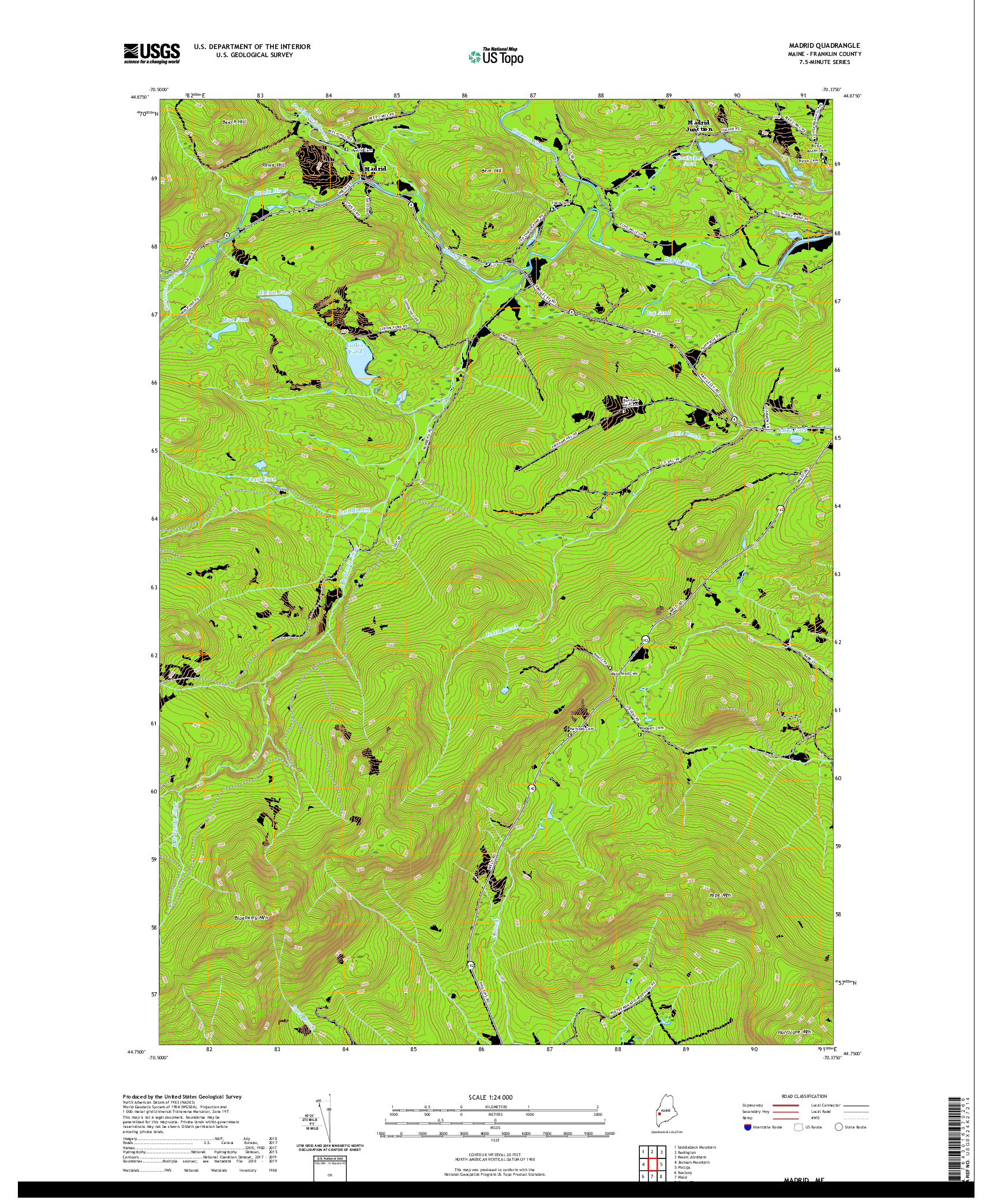 USGS US TOPO 7.5-MINUTE MAP FOR MADRID, ME 2021