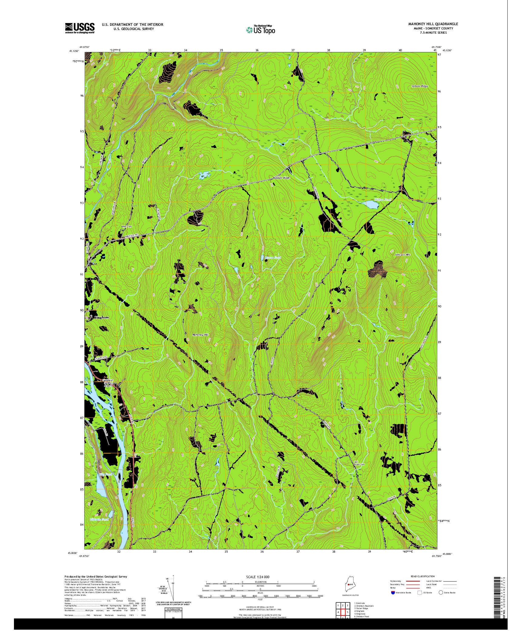 USGS US TOPO 7.5-MINUTE MAP FOR MAHONEY HILL, ME 2021