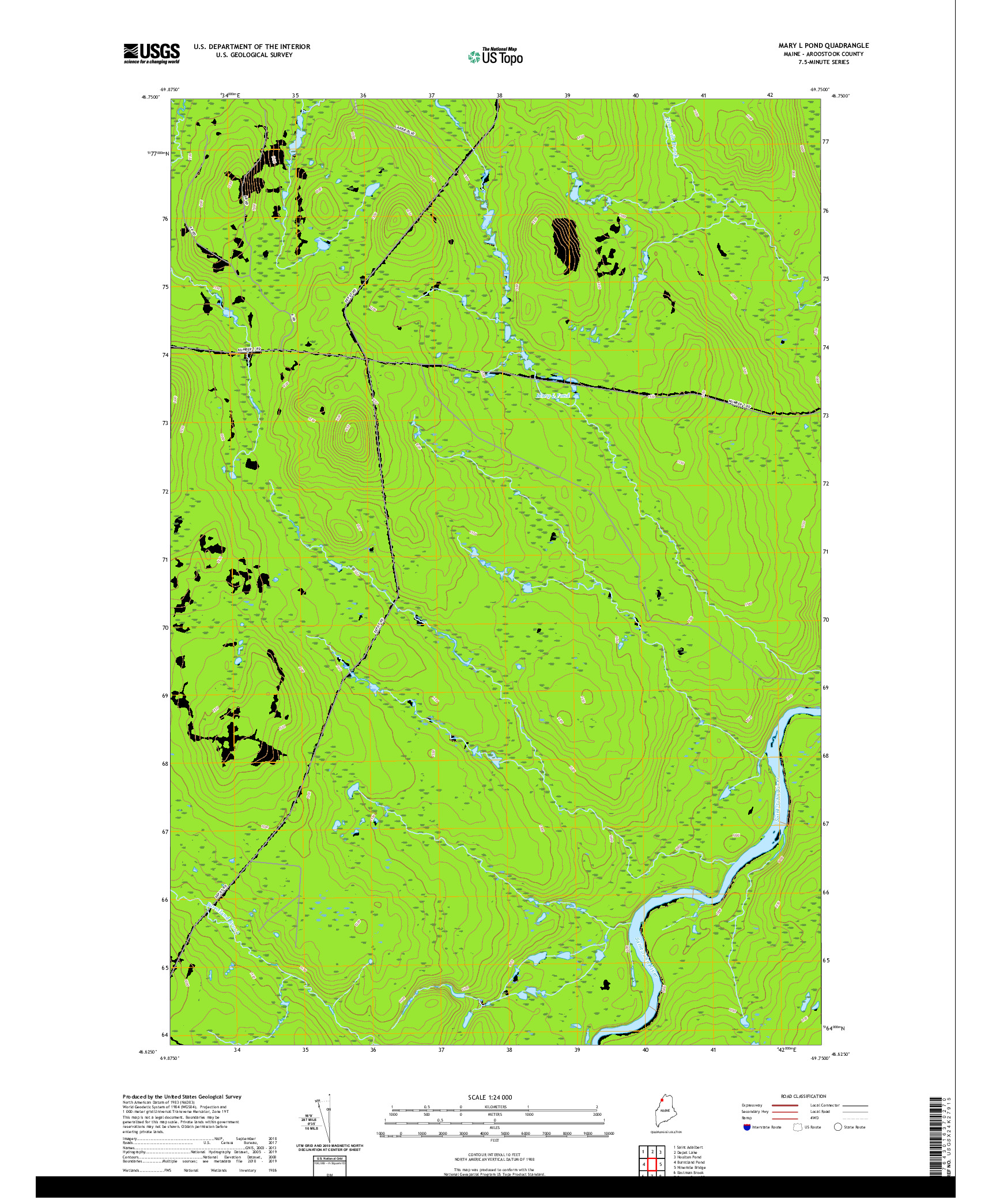 USGS US TOPO 7.5-MINUTE MAP FOR MARY L POND, ME 2021