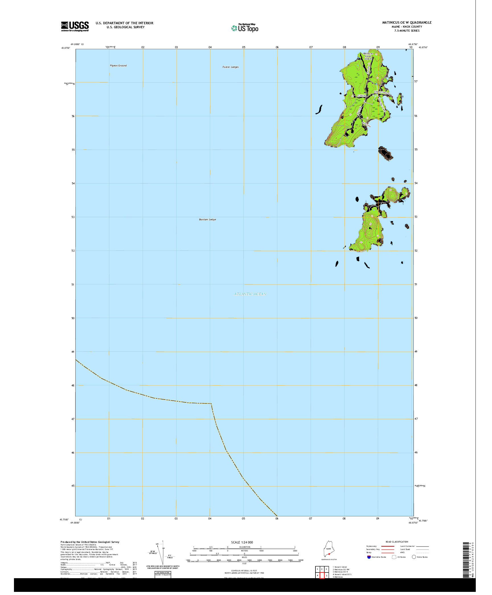 USGS US TOPO 7.5-MINUTE MAP FOR MATINICUS OE W, ME 2021