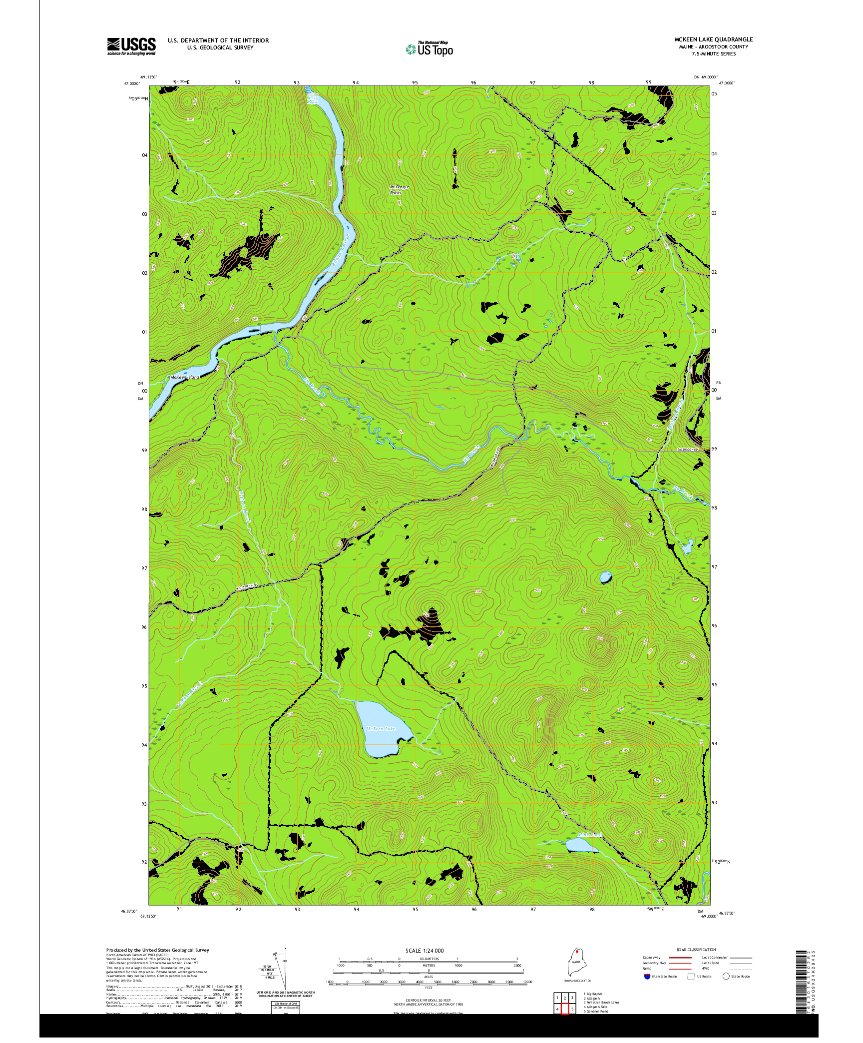 USGS US TOPO 7.5-MINUTE MAP FOR MCKEEN LAKE, ME 2021