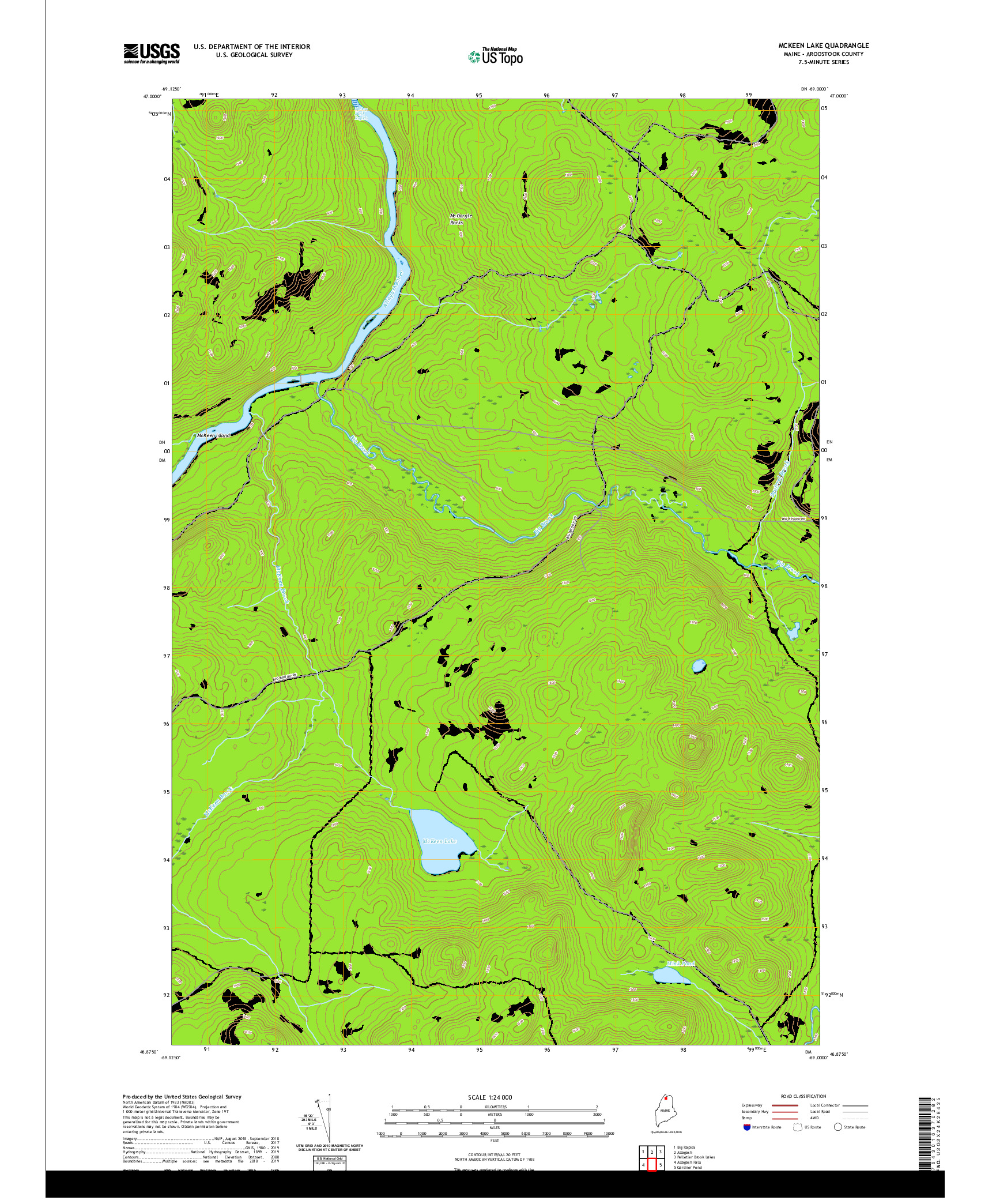 USGS US TOPO 7.5-MINUTE MAP FOR MCKEEN LAKE, ME 2021