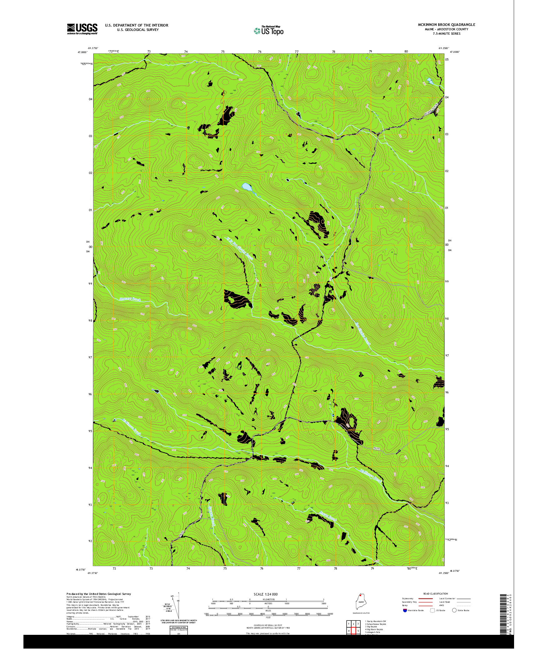 USGS US TOPO 7.5-MINUTE MAP FOR MCKINNON BROOK, ME 2021