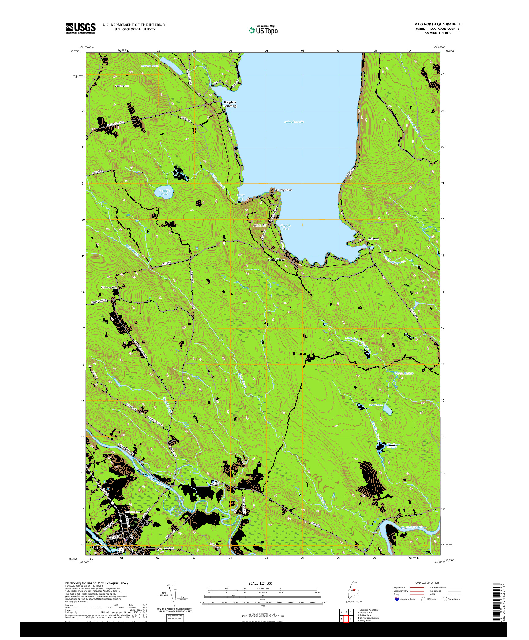 USGS US TOPO 7.5-MINUTE MAP FOR MILO NORTH, ME 2021