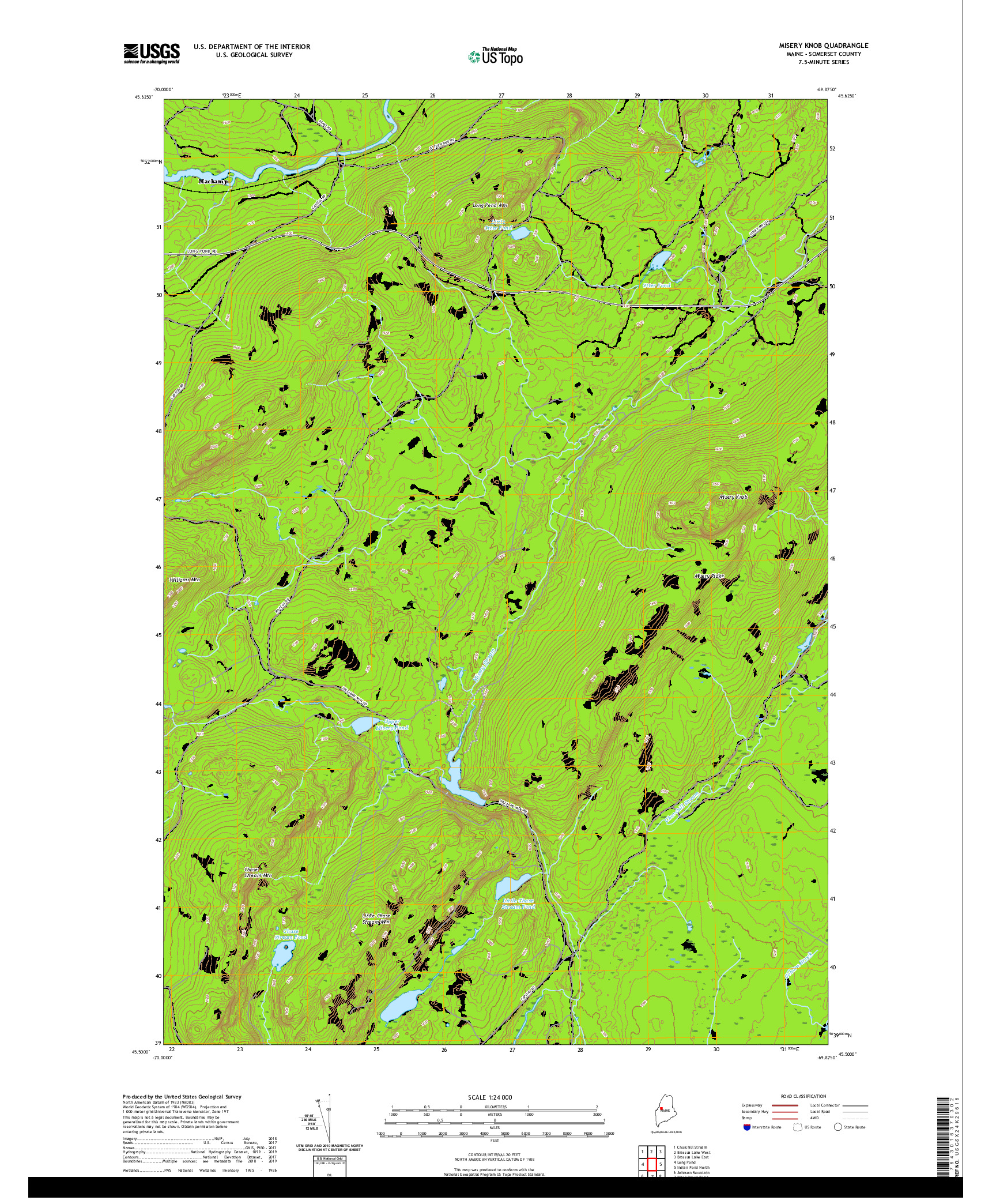USGS US TOPO 7.5-MINUTE MAP FOR MISERY KNOB, ME 2021