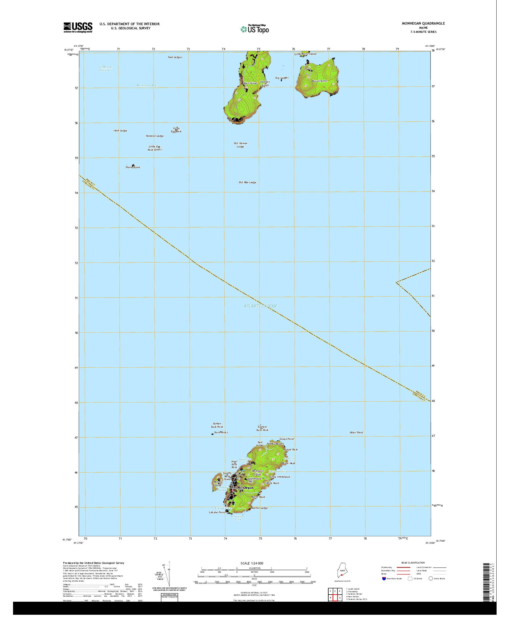 USGS US TOPO 7.5-MINUTE MAP FOR MONHEGAN, ME 2021