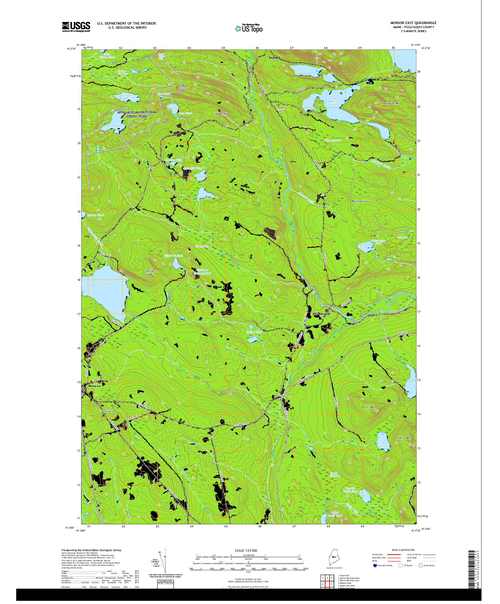 USGS US TOPO 7.5-MINUTE MAP FOR MONSON EAST, ME 2021