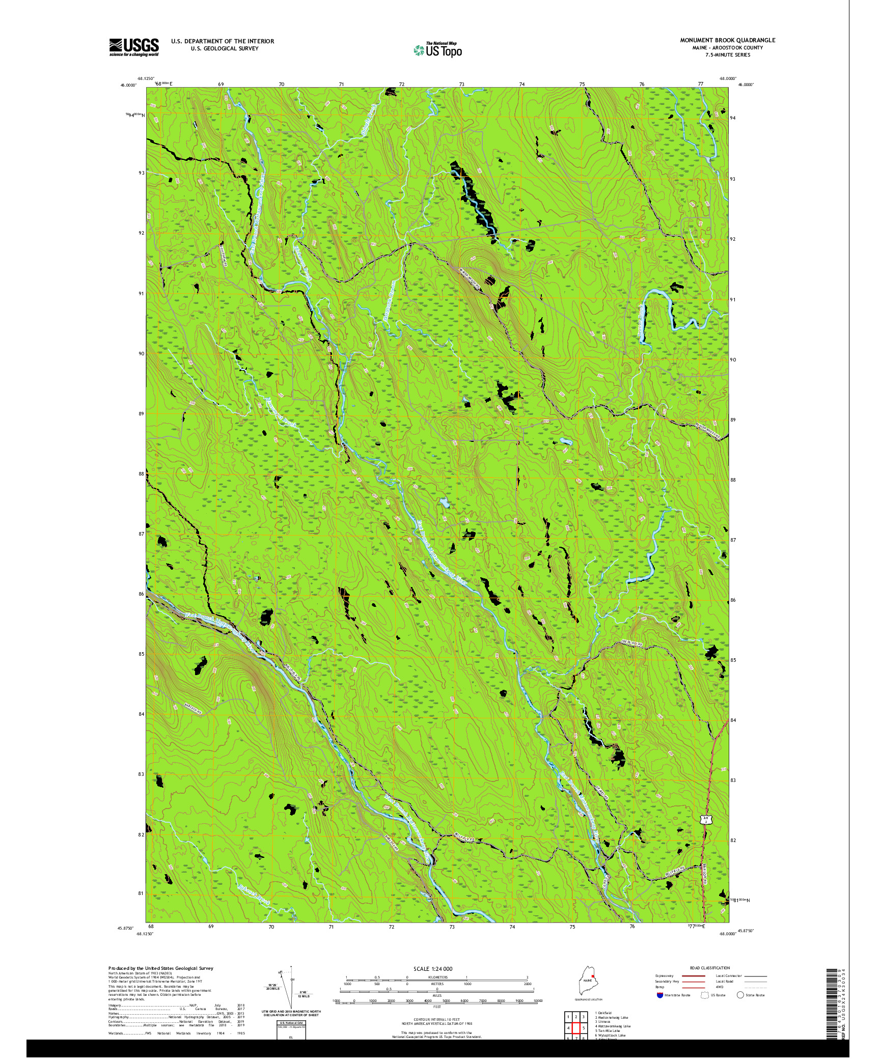 USGS US TOPO 7.5-MINUTE MAP FOR MONUMENT BROOK, ME 2021