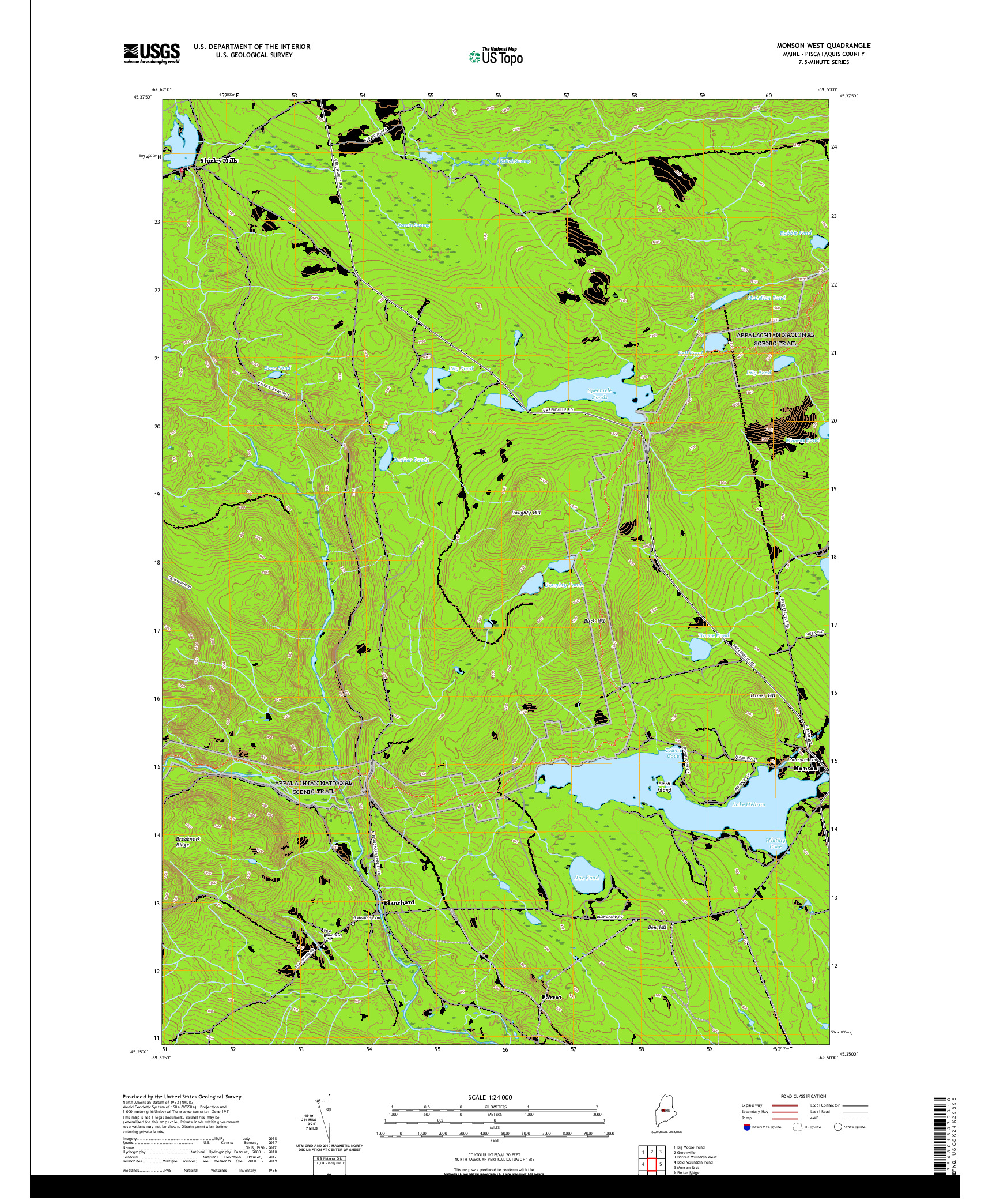 USGS US TOPO 7.5-MINUTE MAP FOR MONSON WEST, ME 2021