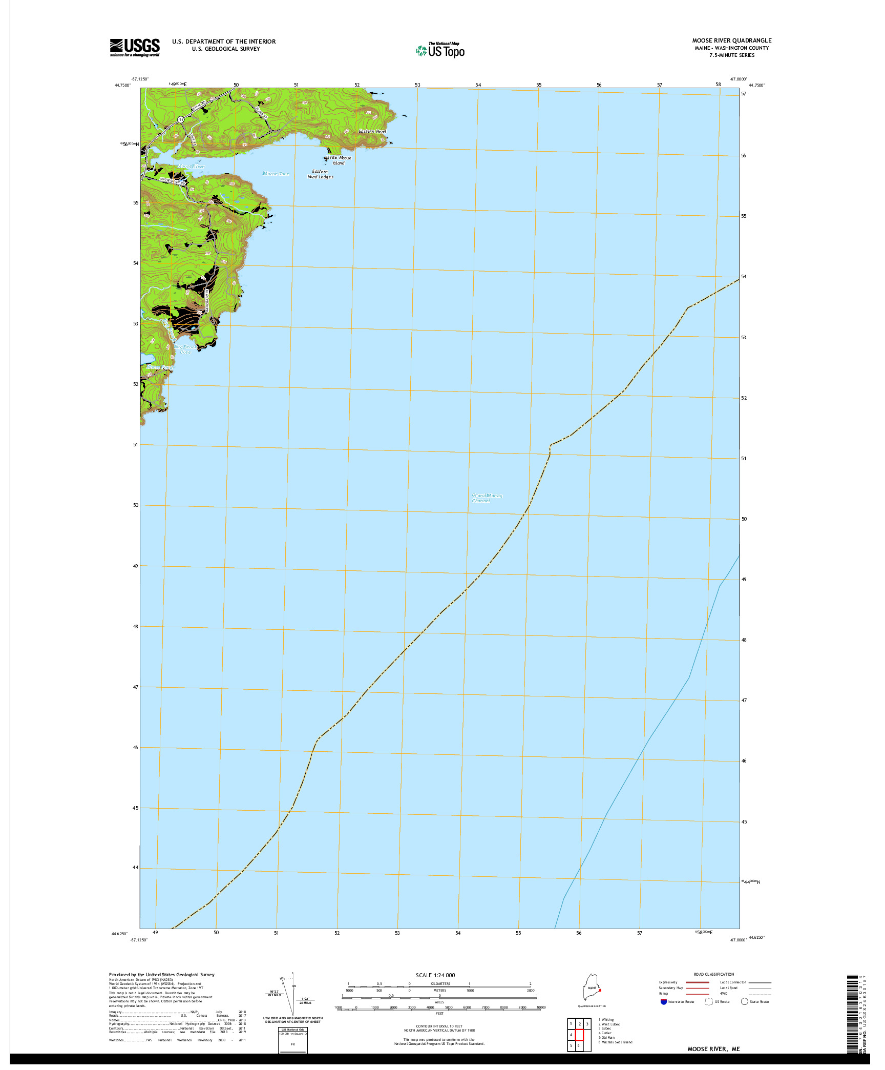 USGS US TOPO 7.5-MINUTE MAP FOR MOOSE RIVER, ME 2021