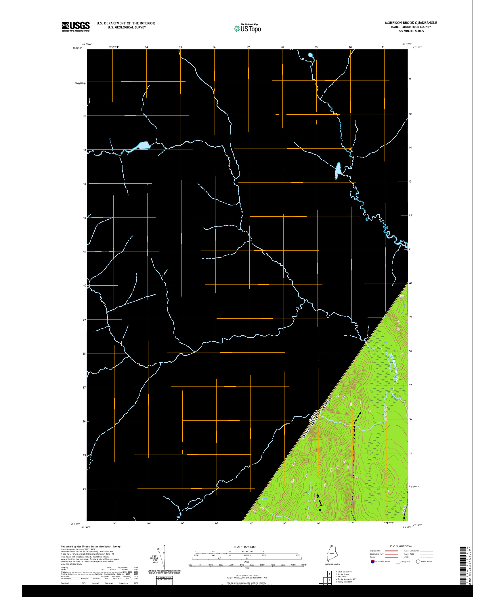 USGS US TOPO 7.5-MINUTE MAP FOR MORRISON BROOK, ME,QC 2021